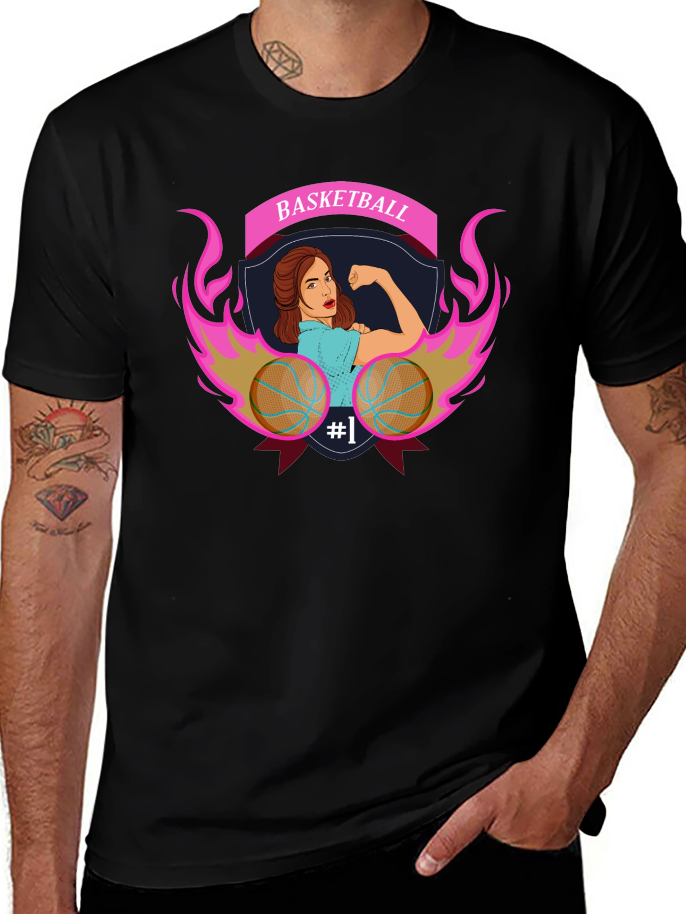 Basketball Strong Woman Graphic T-Shirt