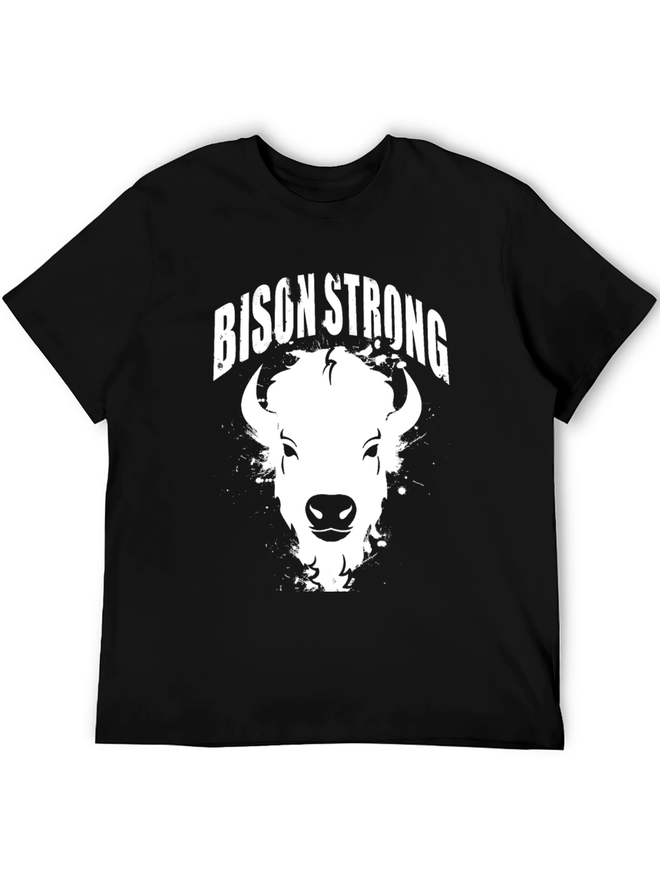 Bison Strong Graphic Tee - Black Cotton T-Shirt