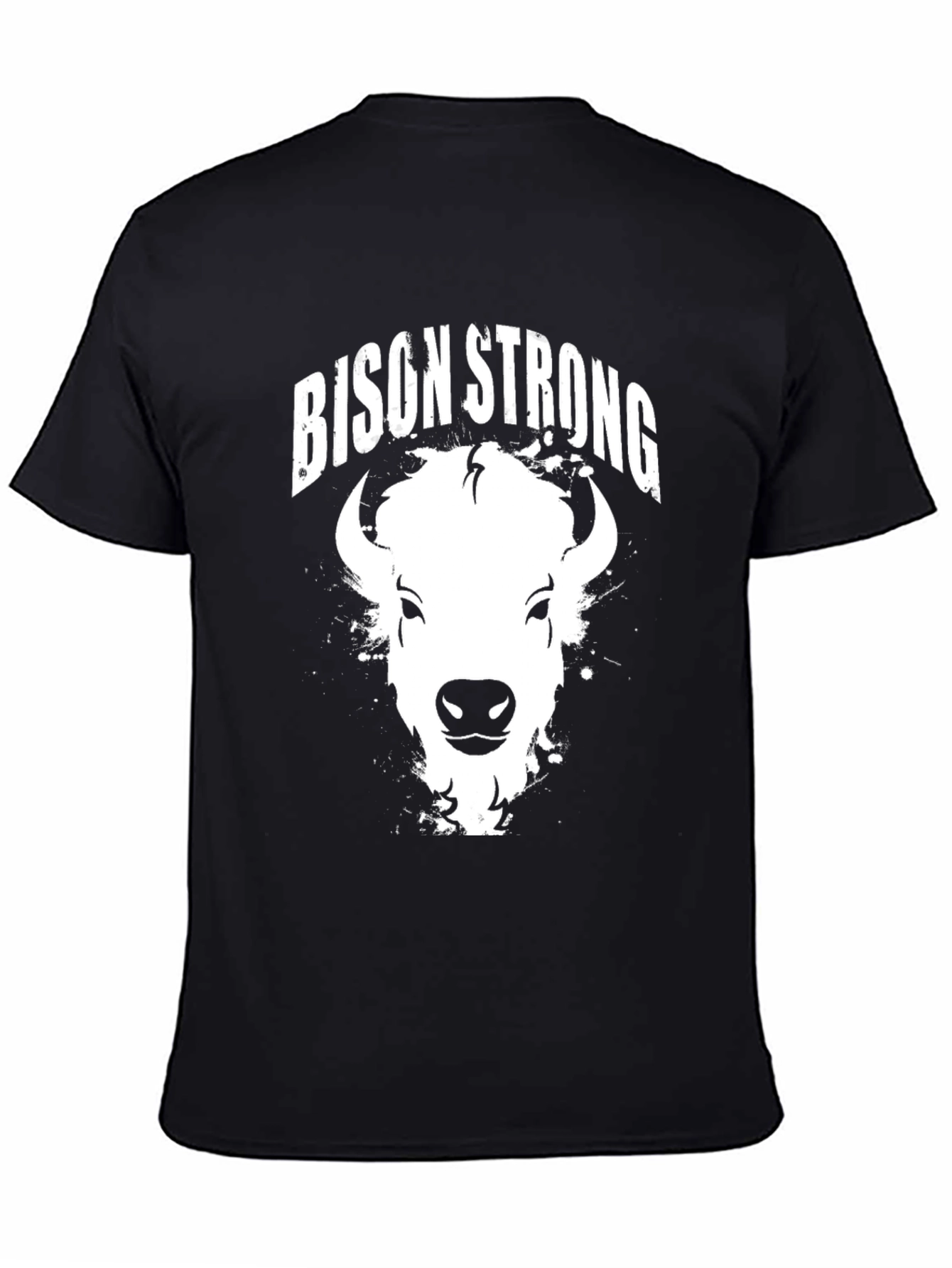 Bison Strong Graphic Tee - Black Cotton T-Shirt