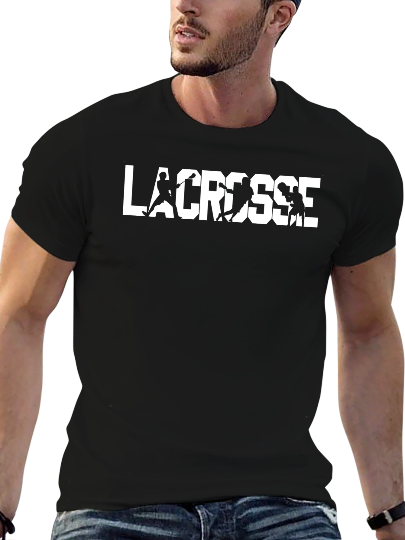 Lacrosse Player Silhouette Graphic Tee