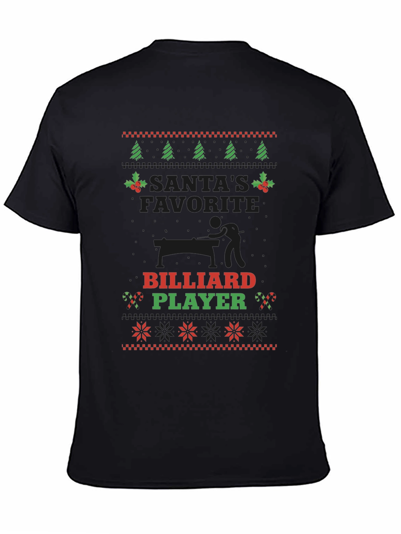 Santas Favorite Billiard Player Christmas T-Shirt