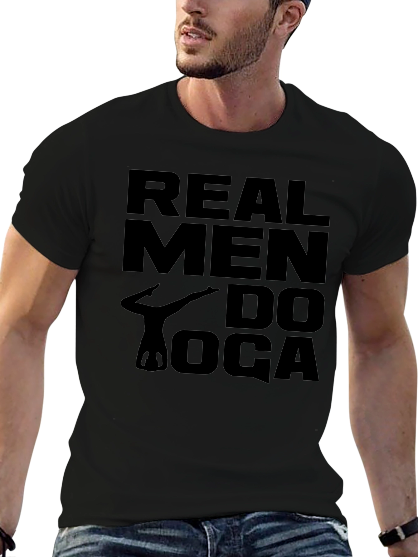 Real Men Do Yoga Black Graphic Tee