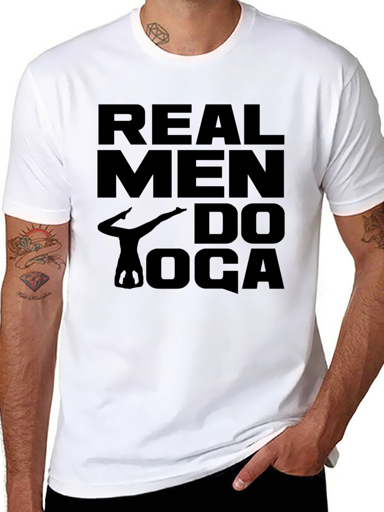 Real Men Do Yoga Black Graphic Tee
