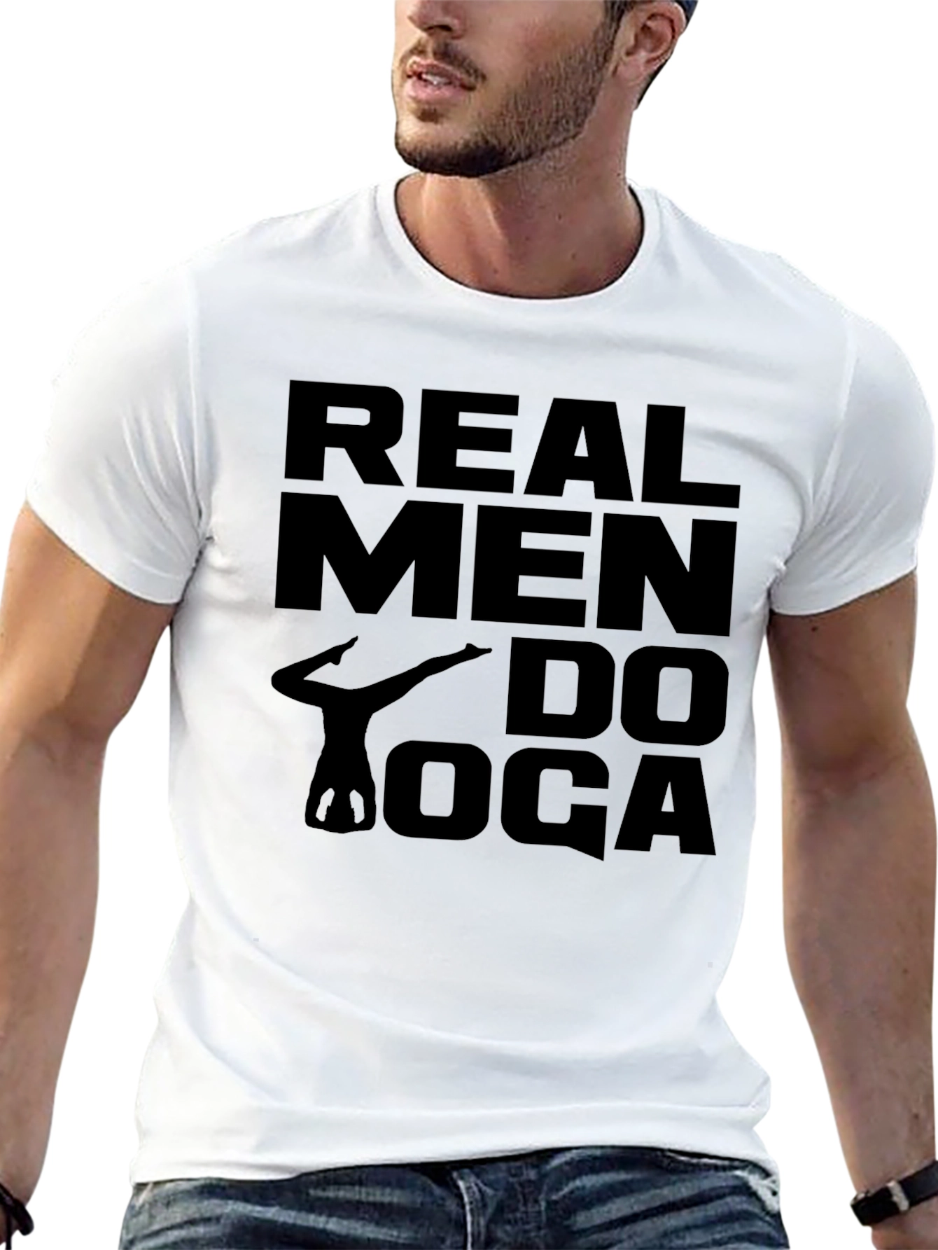 Real Men Do Yoga Black Graphic Tee