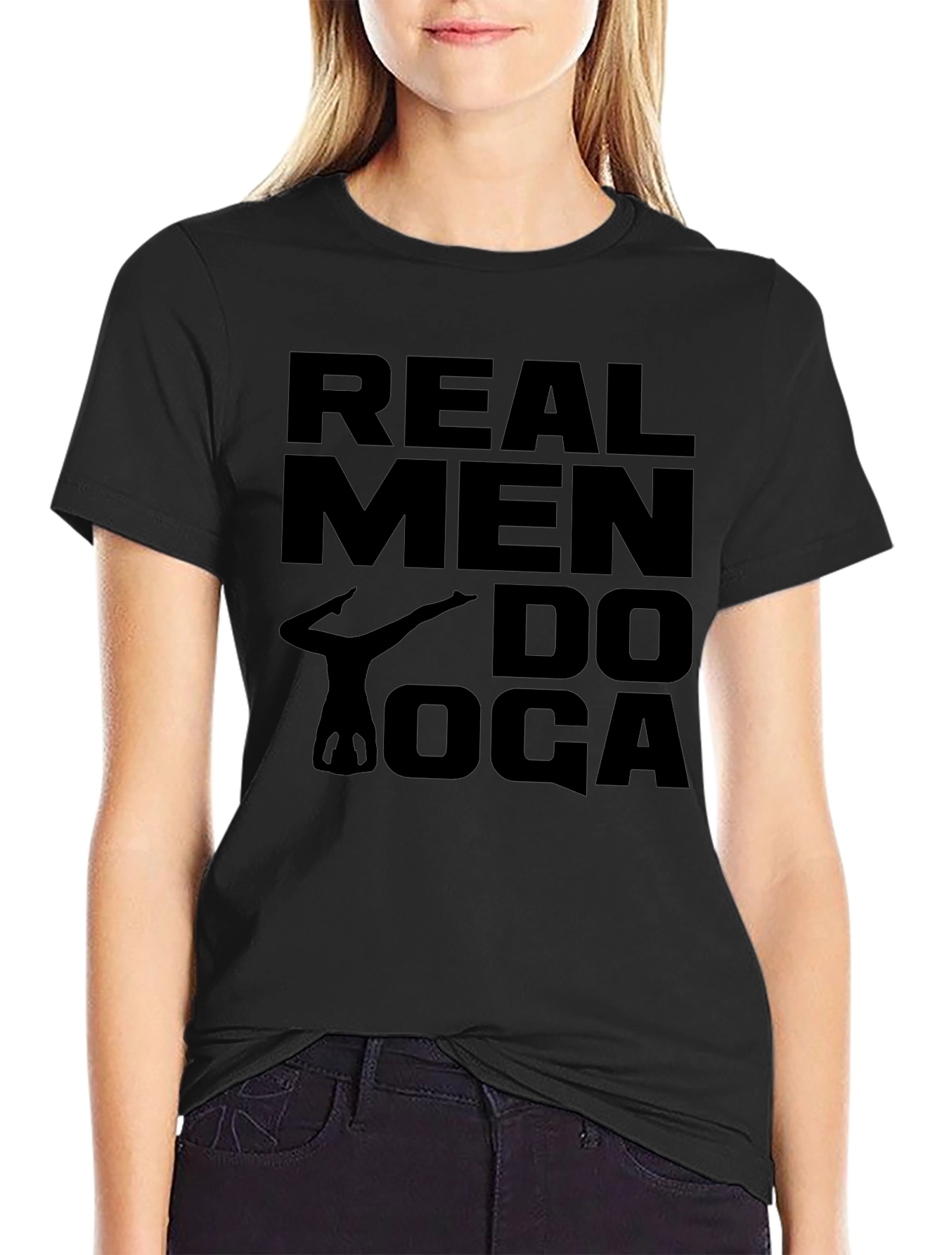 Real Men Do Yoga Black Graphic Tee