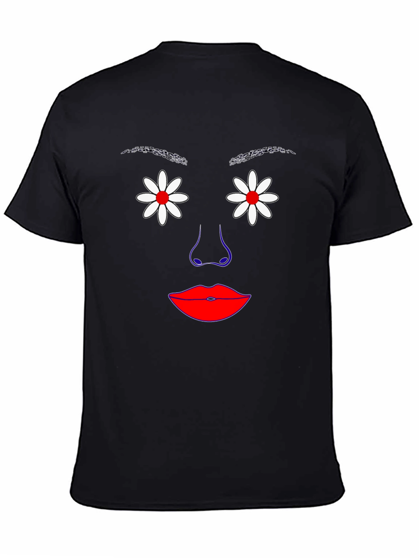 Floral Face Graphic Tee - Unique Art Shirt