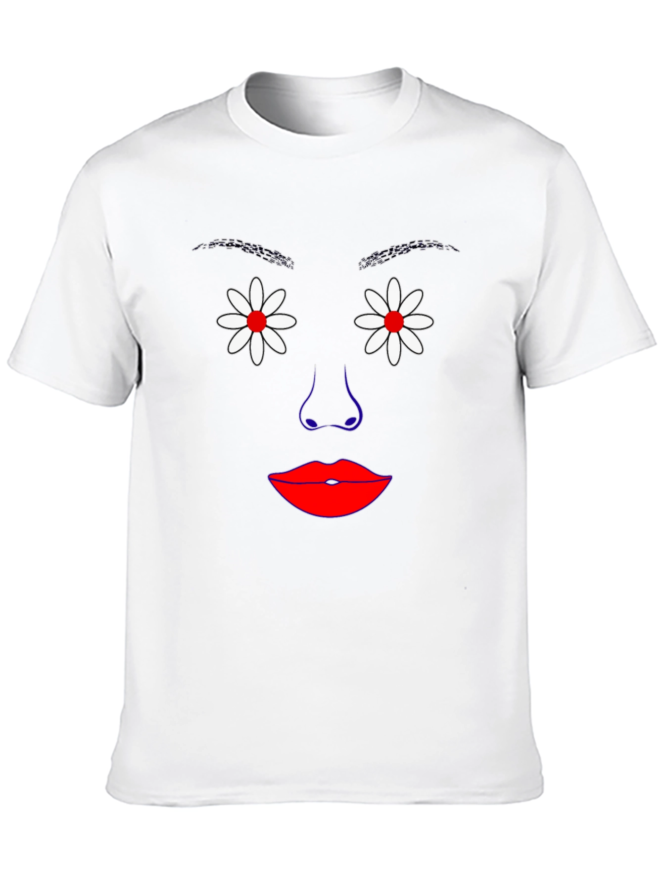 Floral Face Graphic Tee - Unique Art Shirt