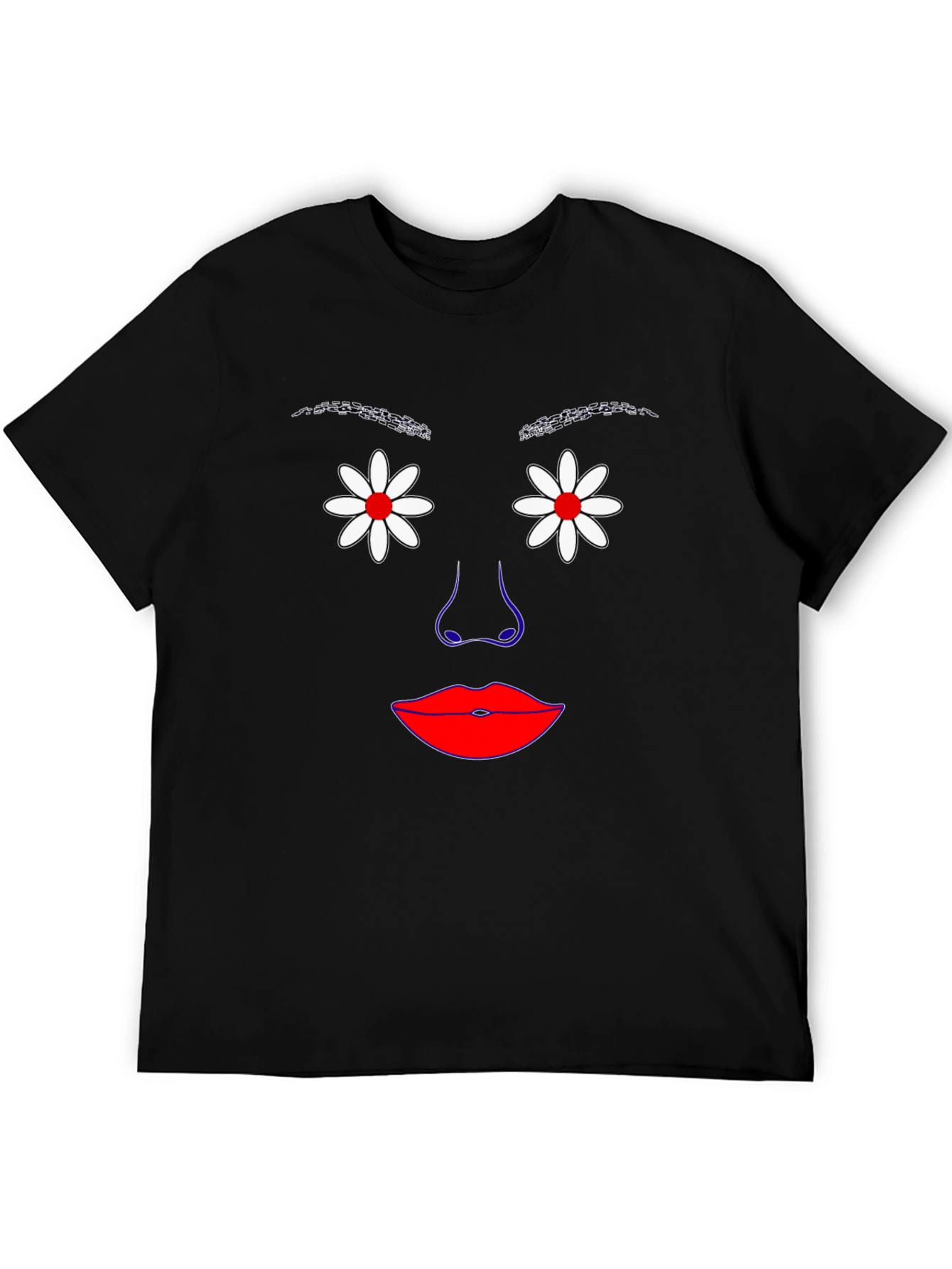Floral Face Graphic Tee - Unique Art Shirt