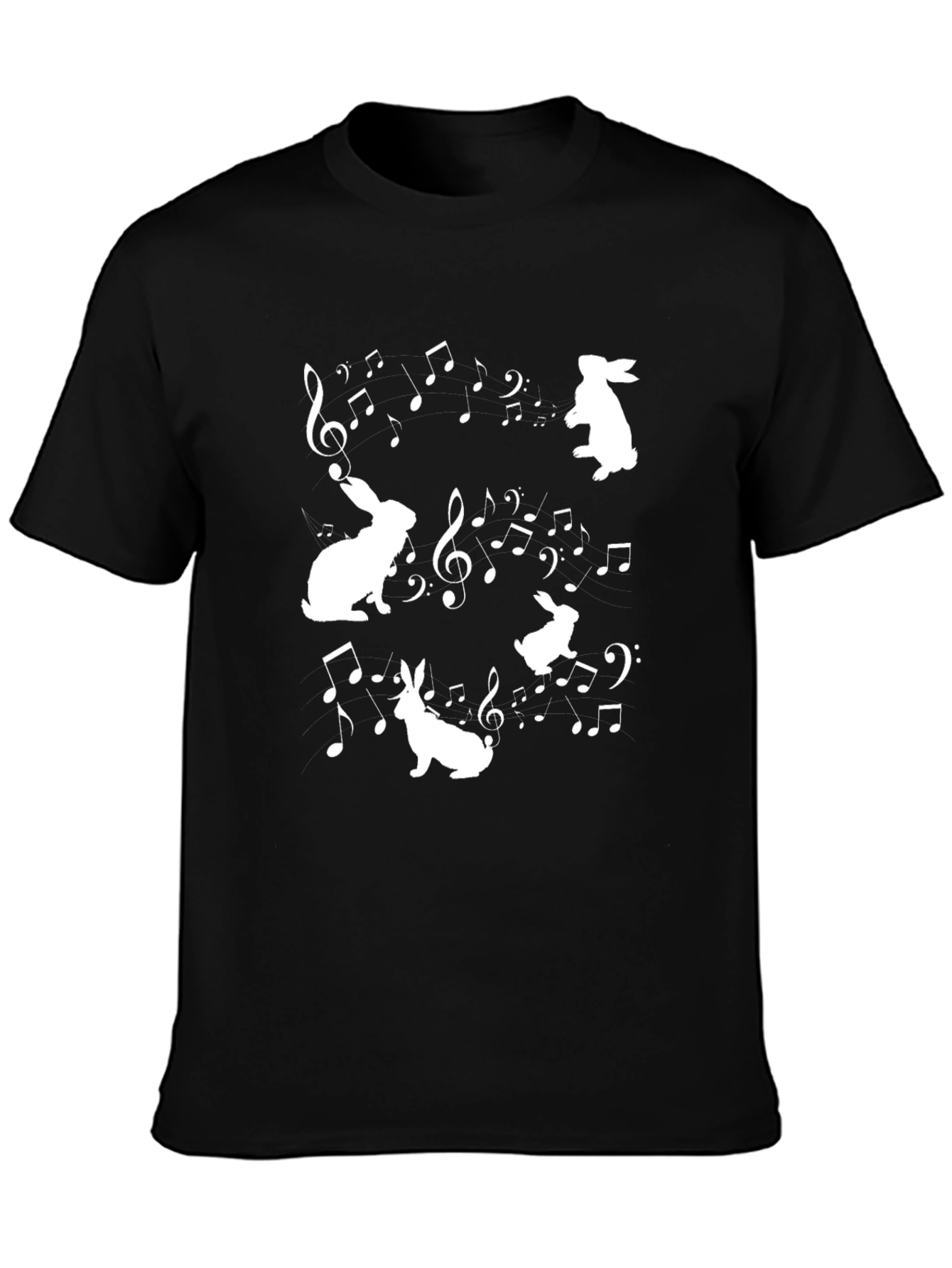 Musical Rabbits Graphic Tee - Black Cotton T-Shirt