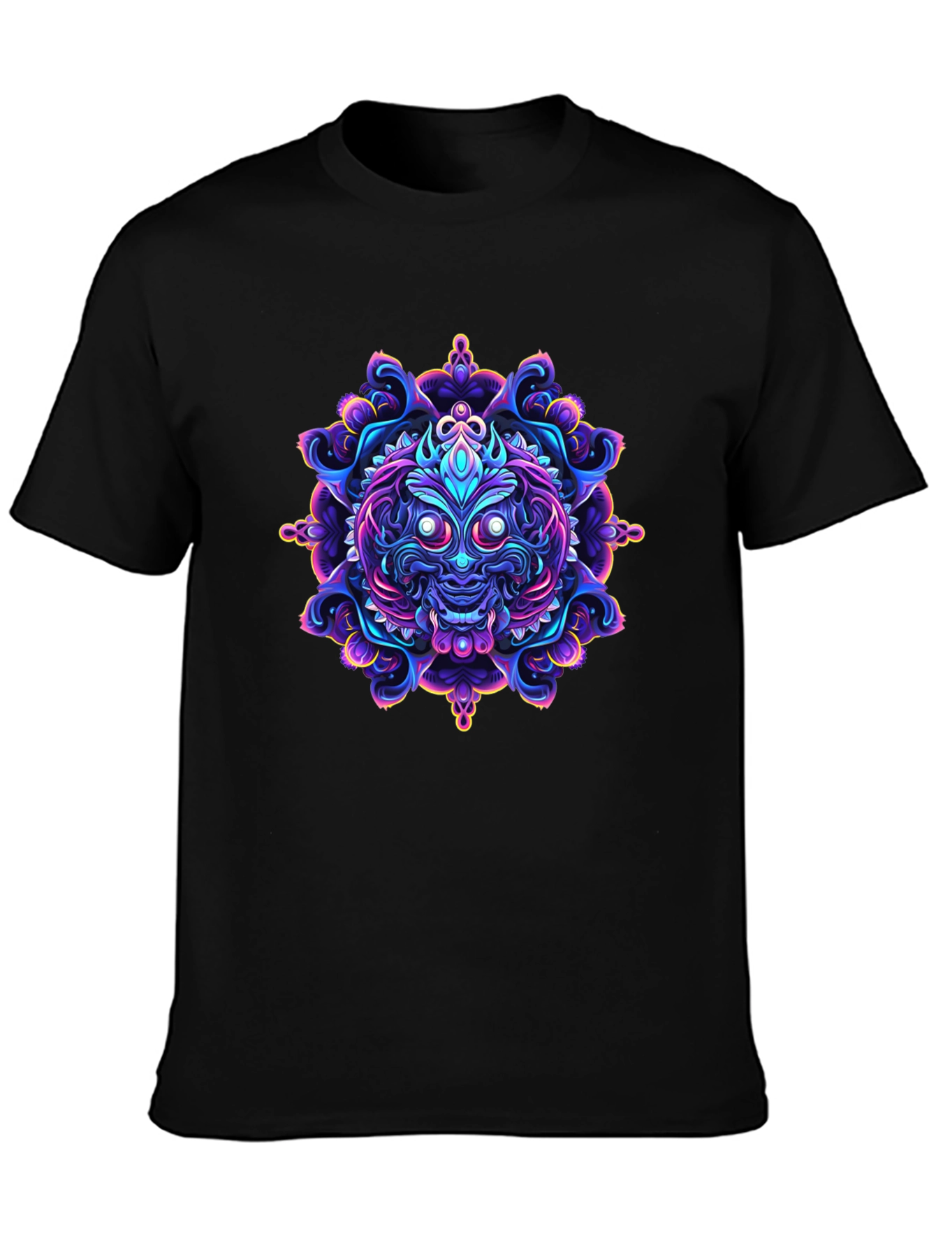 Vibrant Mandala Art Black T-Shirt