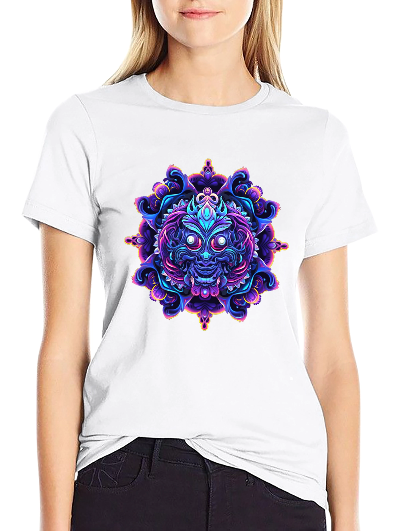 Vibrant Mandala Art Black T-Shirt