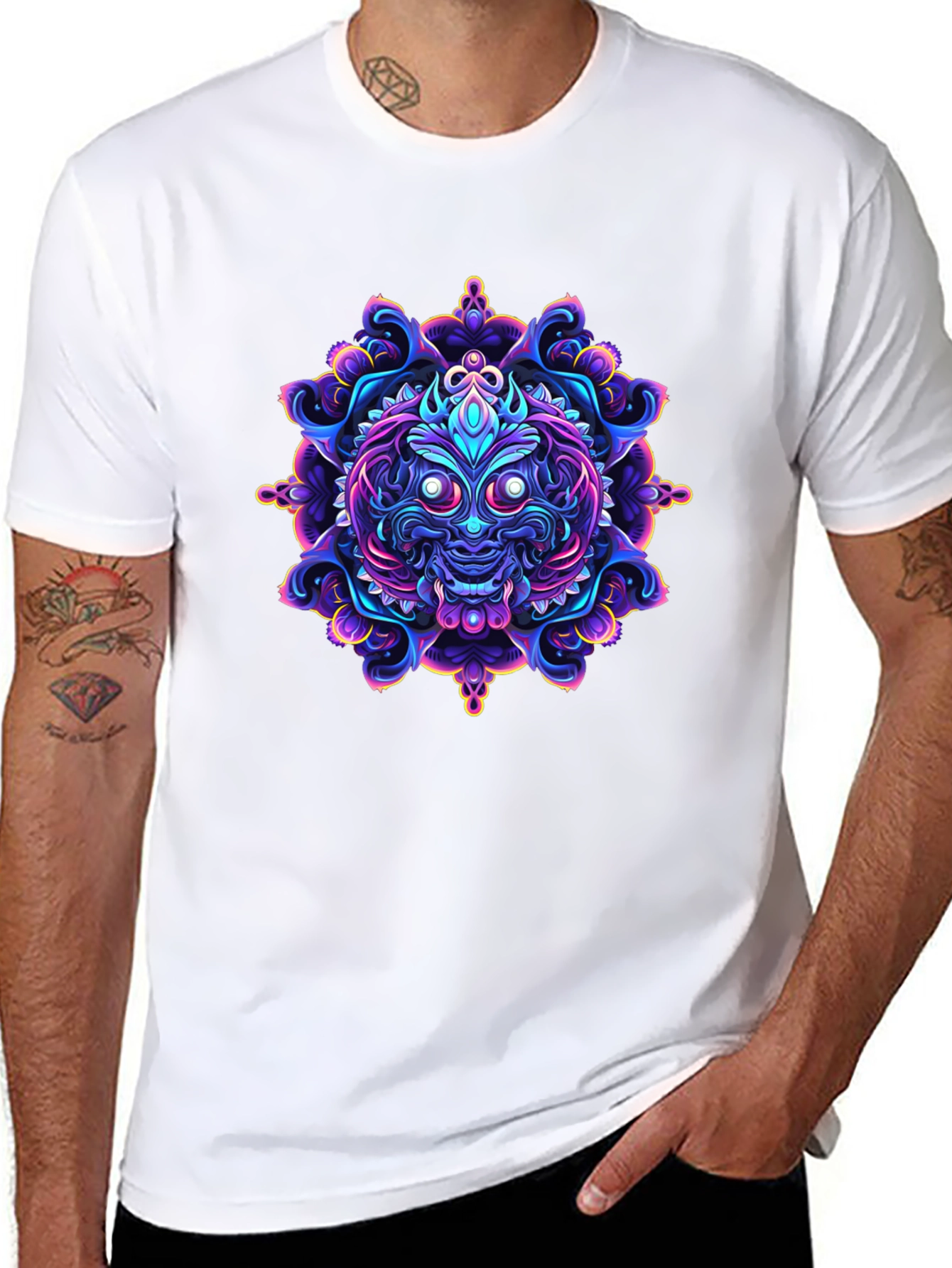 Vibrant Mandala Art Black T-Shirt