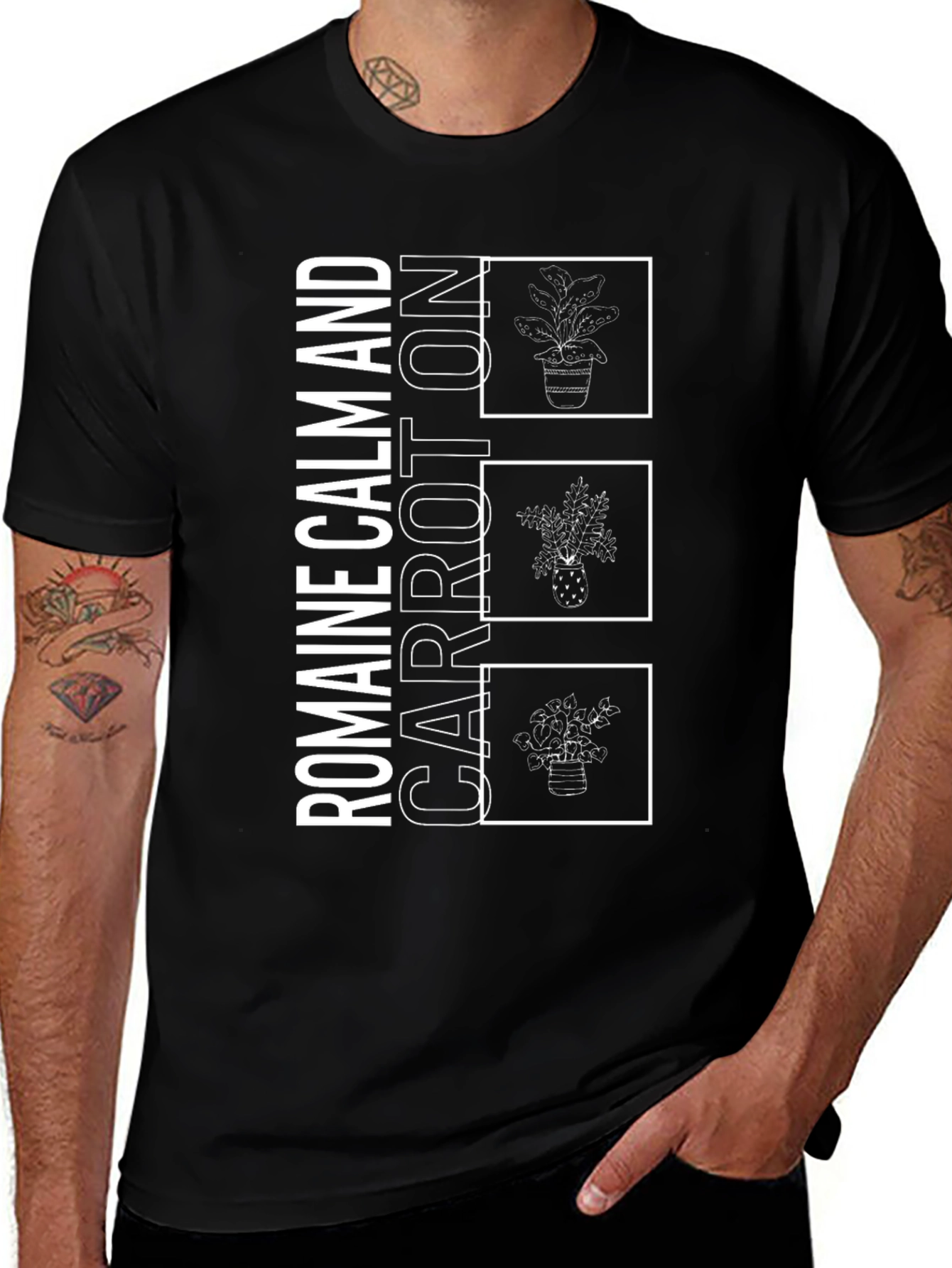 Romaine Calm and Carrot On Black Graphic Tee