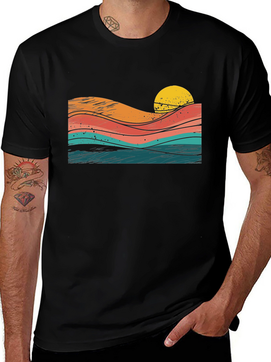 Retro Sunset Waves Graphic Tee