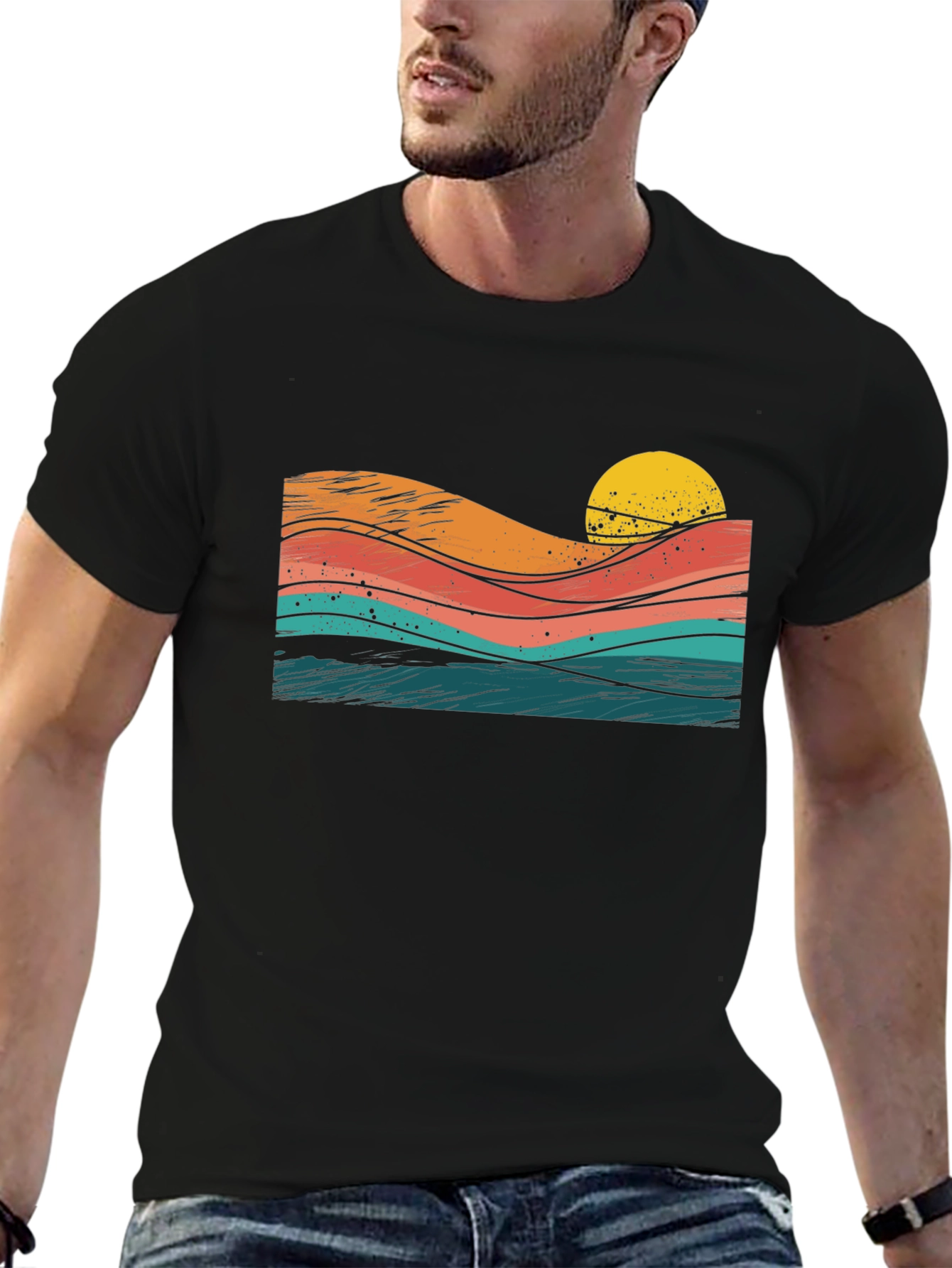 Retro Sunset Waves Graphic Tee
