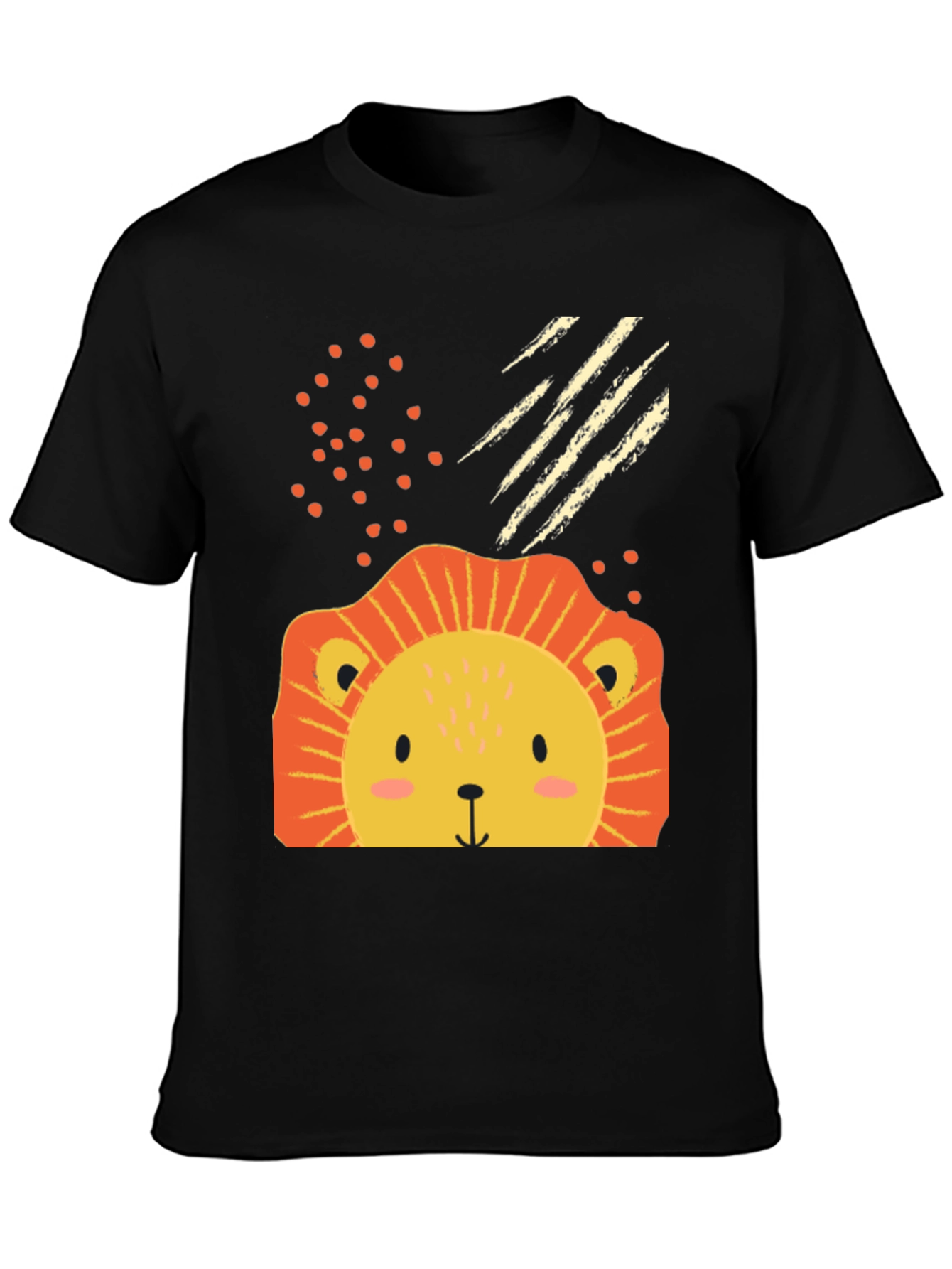 Cute Lion Graphic Tee - Black Cotton Blend