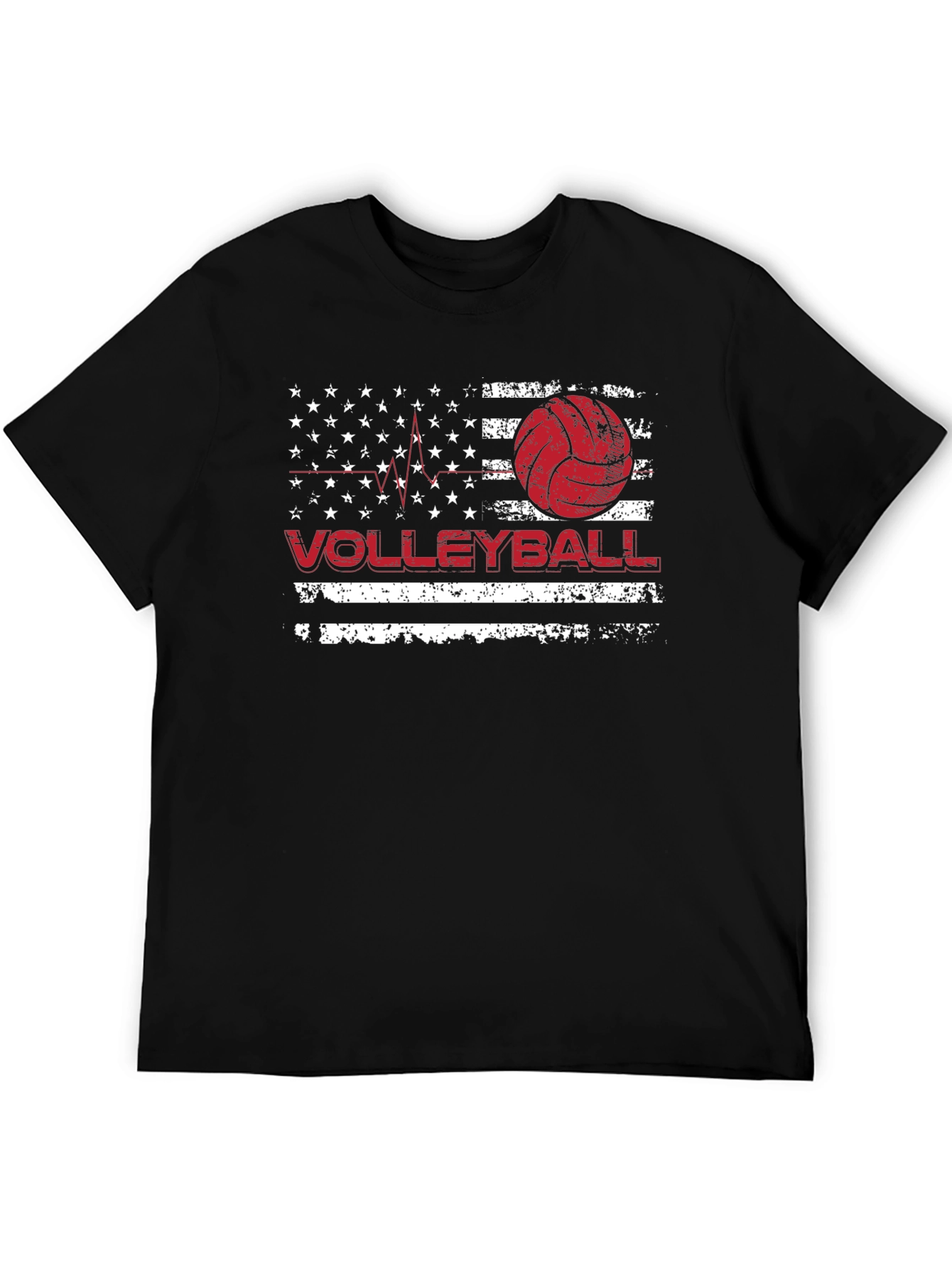 Volleyball American Flag Graphic T-Shirt