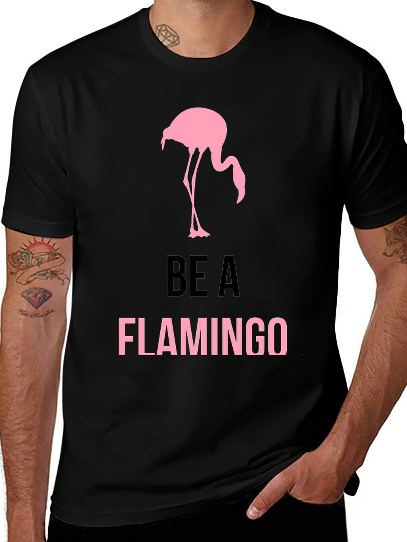 Be a Flamingo T-Shirt - Mens Black Graphic Tee