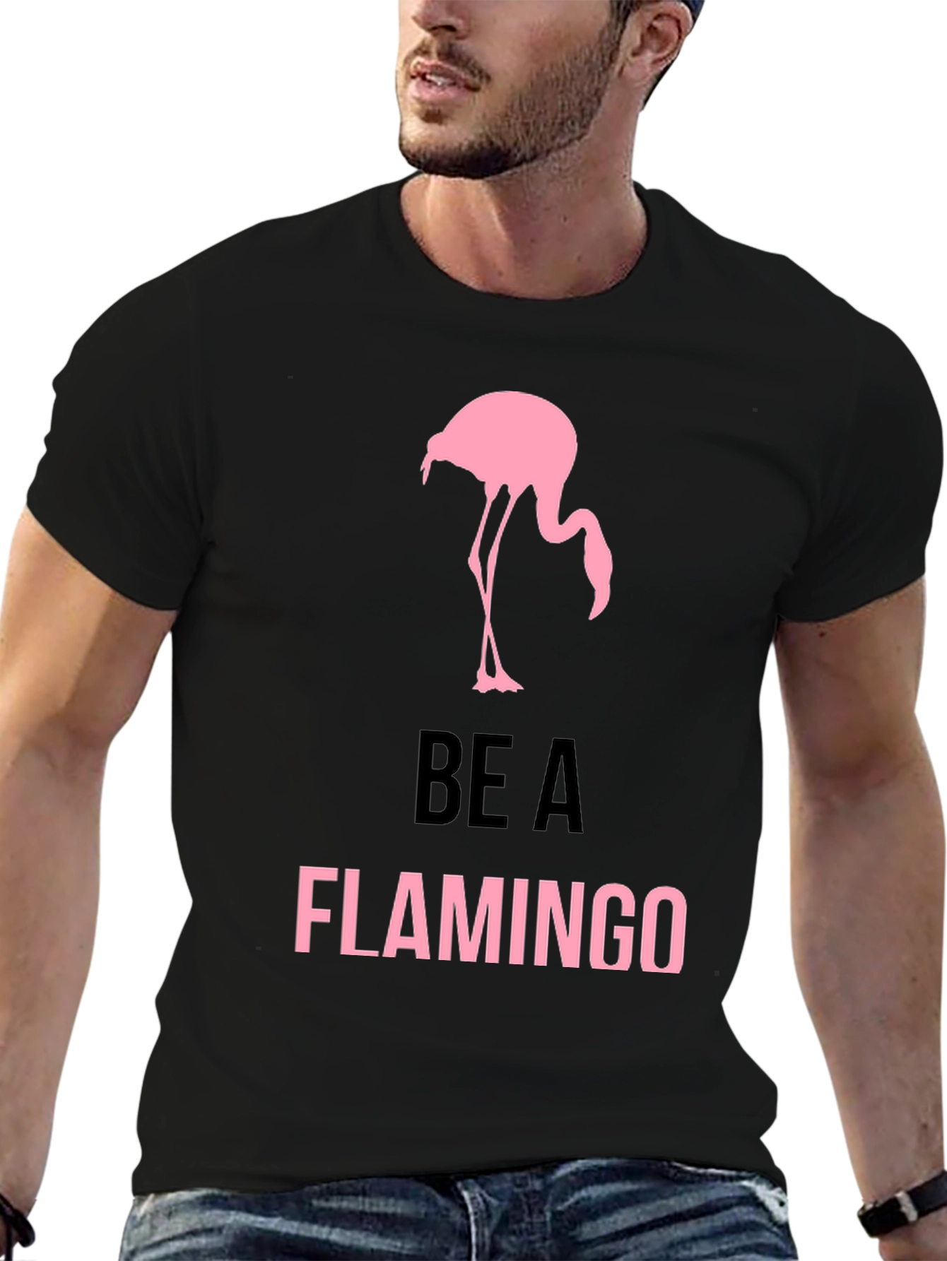 Be a Flamingo T-Shirt - Mens Black Graphic Tee