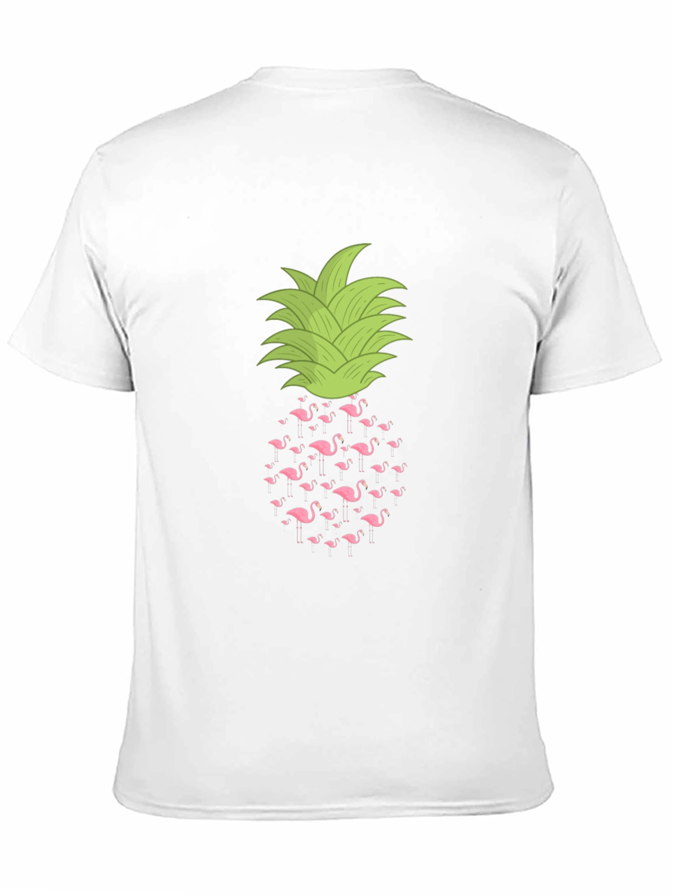 Flamingo Pineapple Print Black T-Shirt