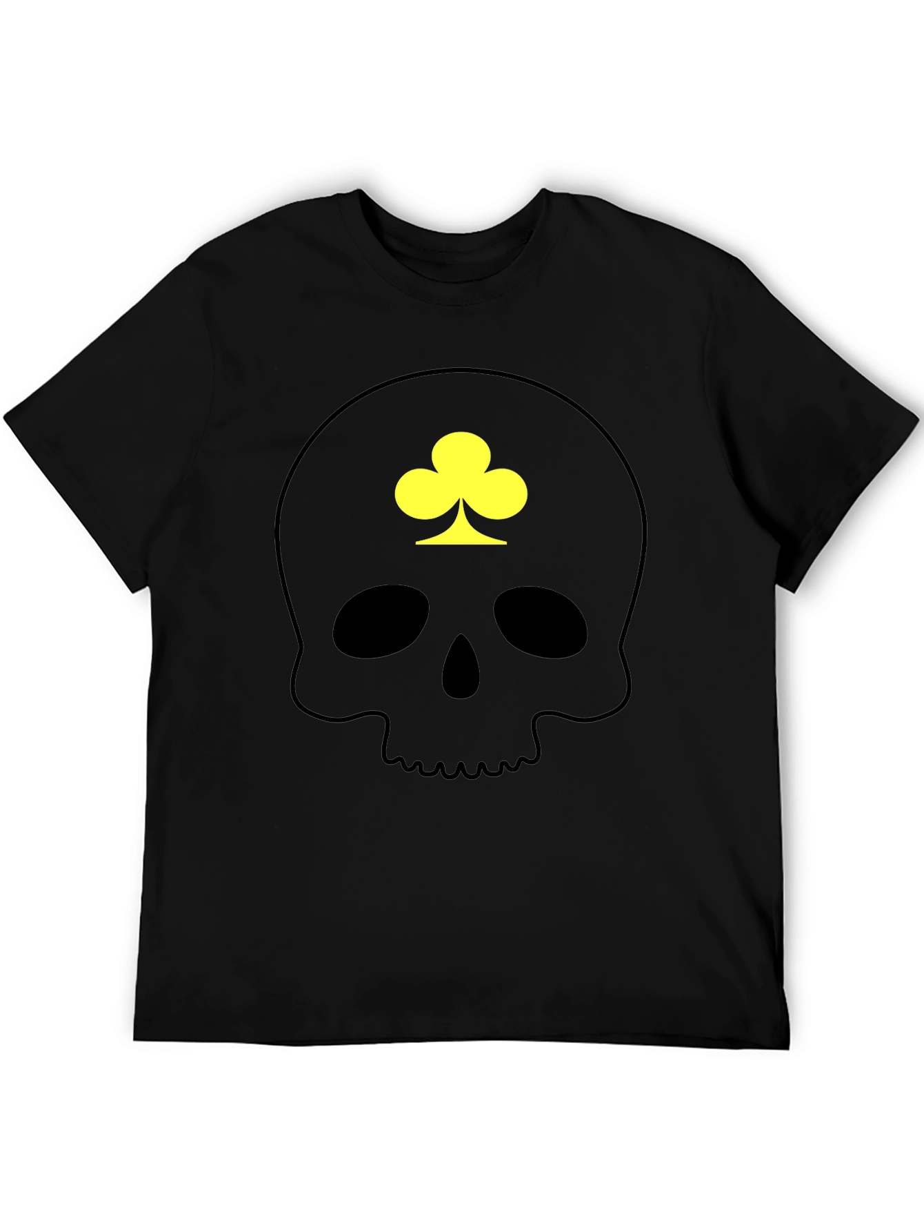 Skull & Clover Graphic T-Shirt - Casual Black Tee