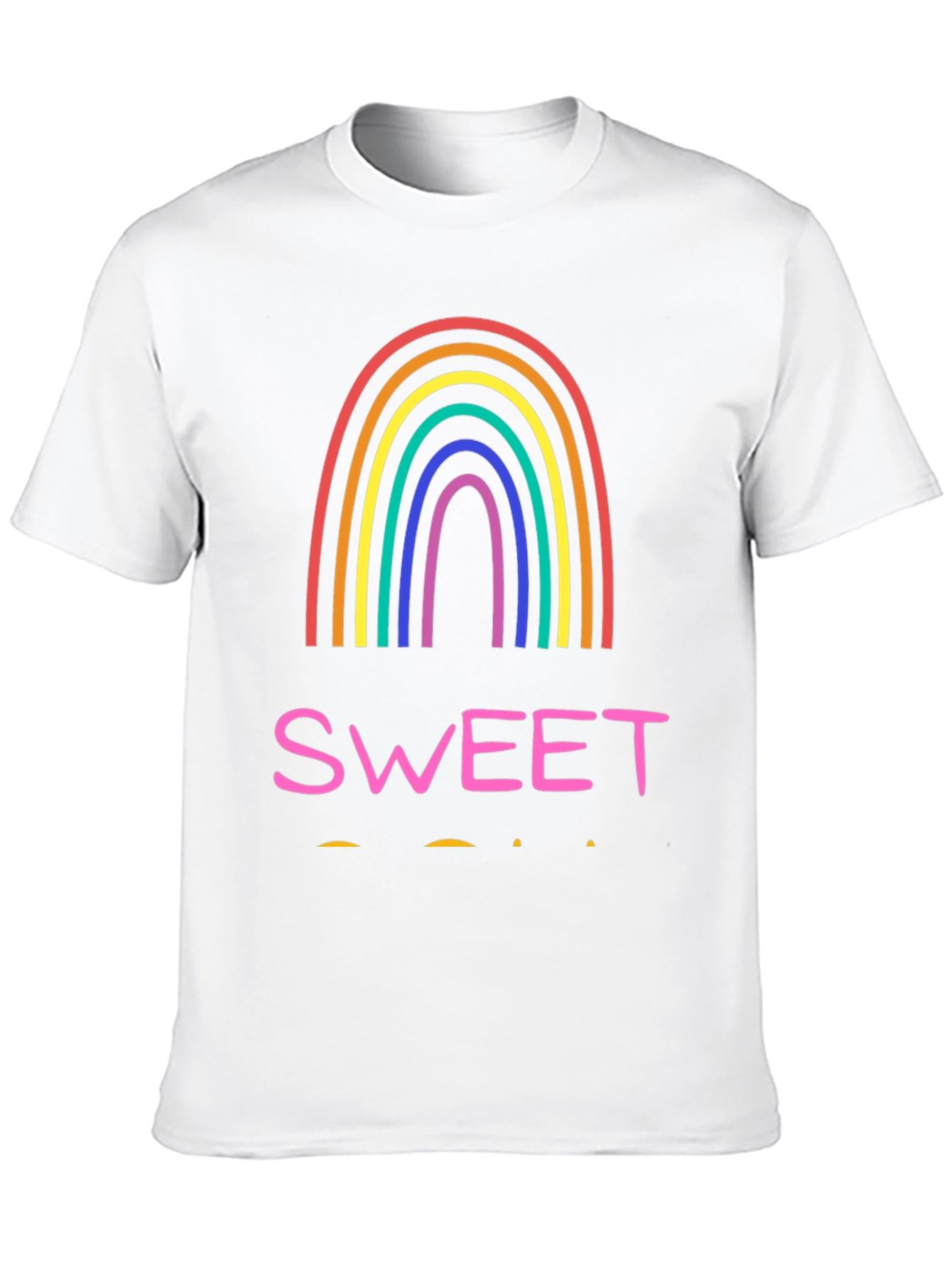 Sweet Rainbow Graphic Tee - Casual Black T-Shirt