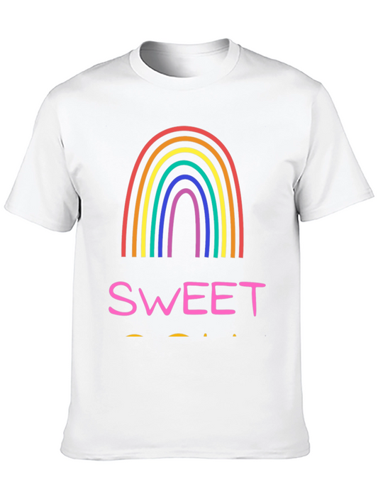 Sweet Rainbow Graphic Tee - Casual Black T-Shirt