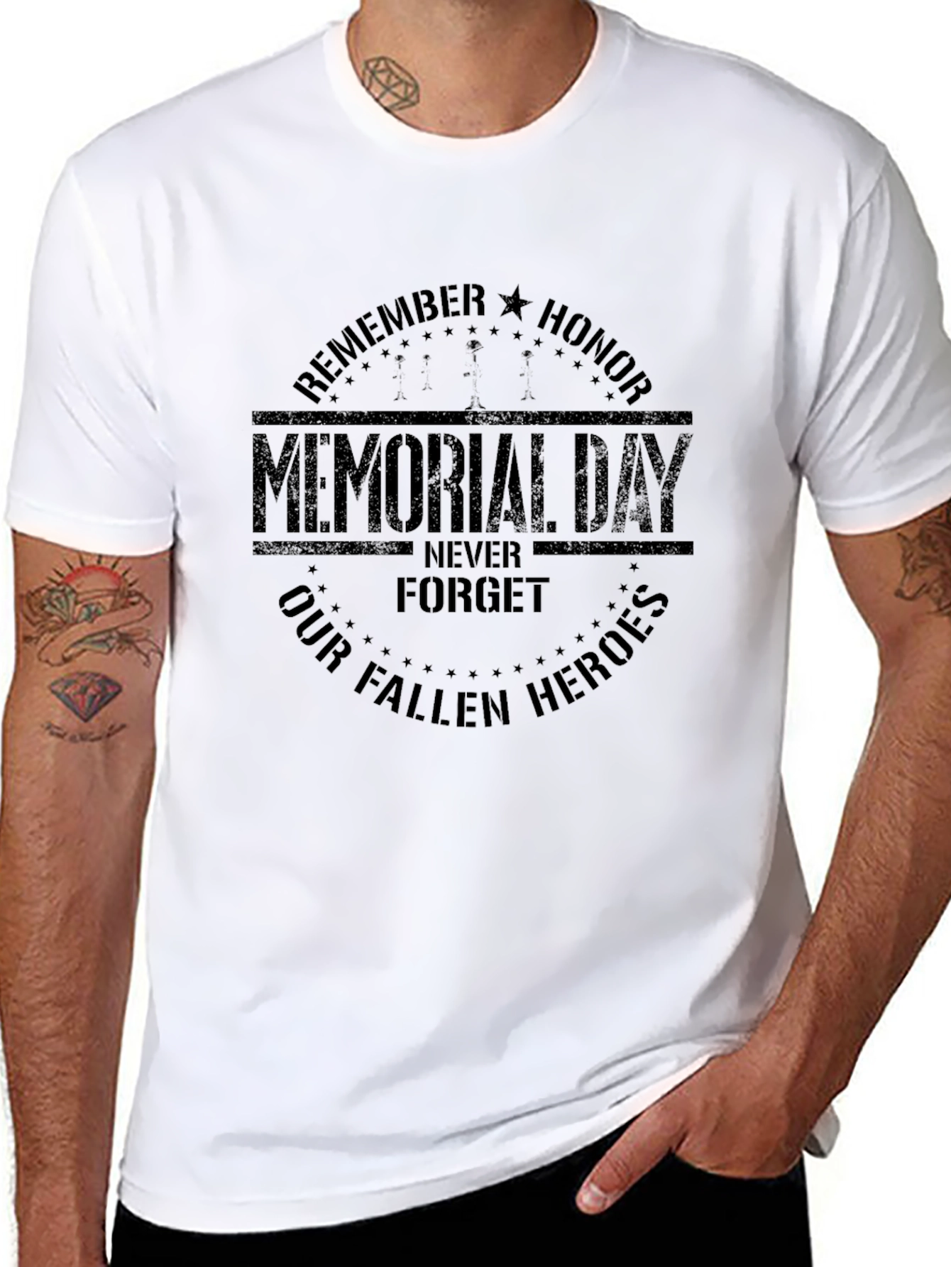 Memorial Day Graphic Print Crew Neck T-Shirt