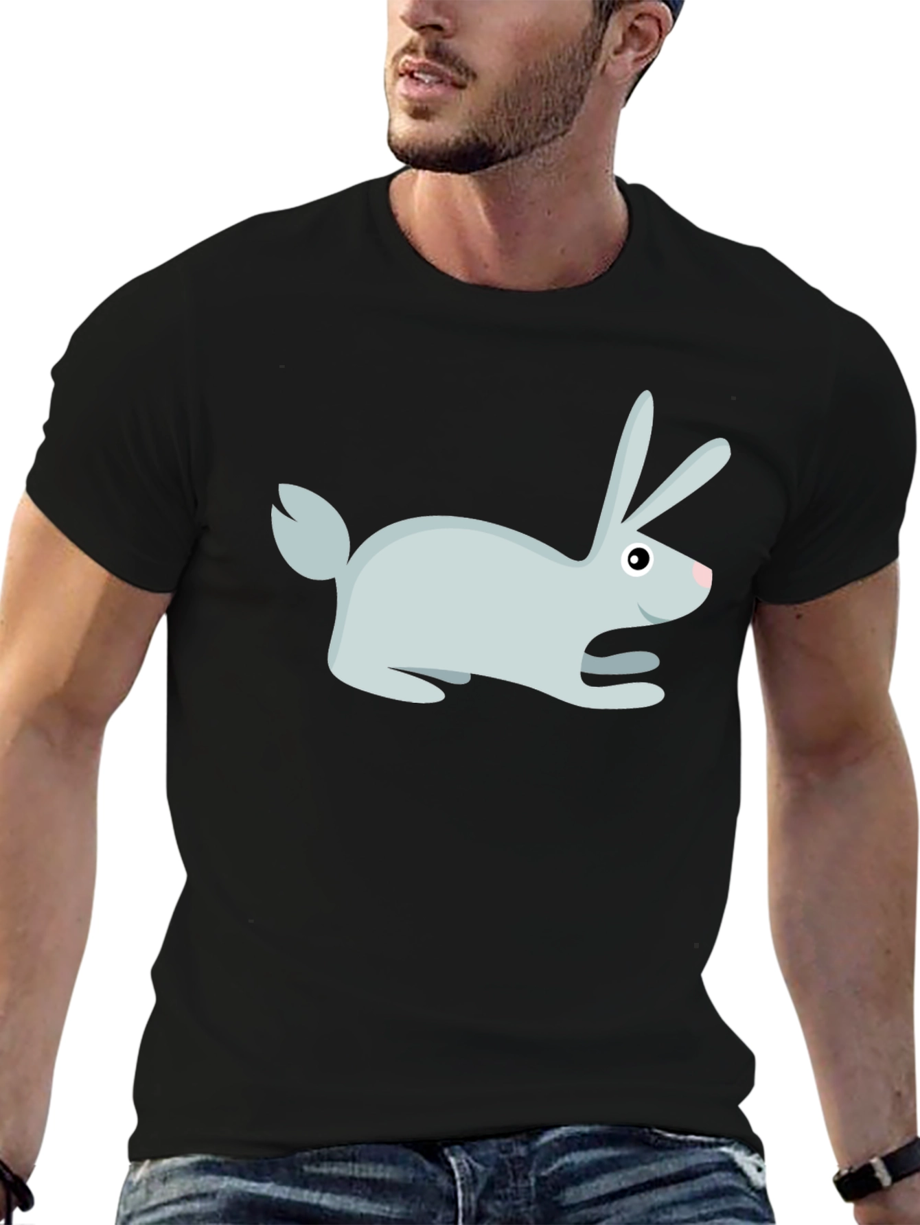 Rabbit Graphic Print Crew Neck T-Shirt