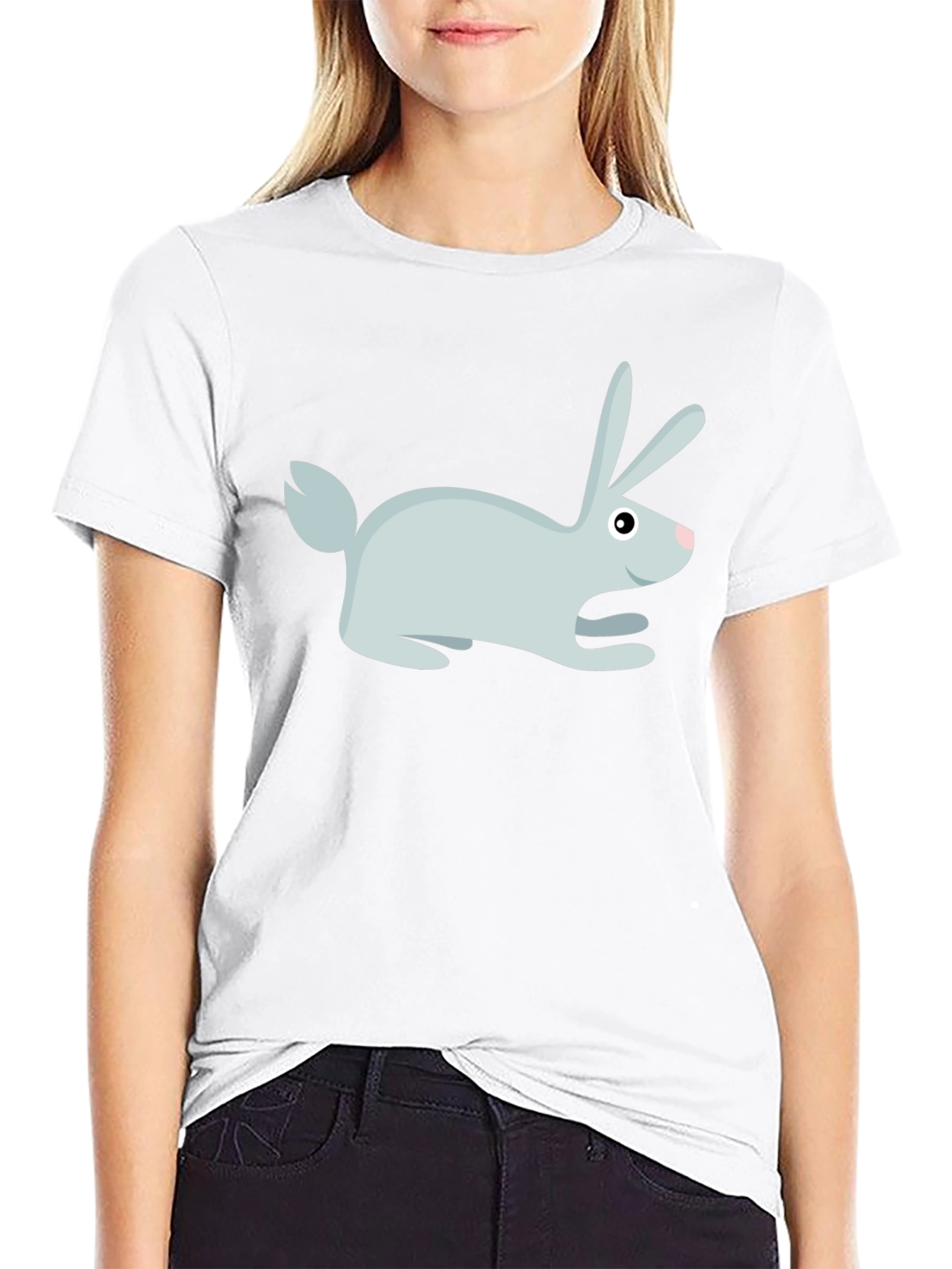 Rabbit Graphic Print Crew Neck T-Shirt
