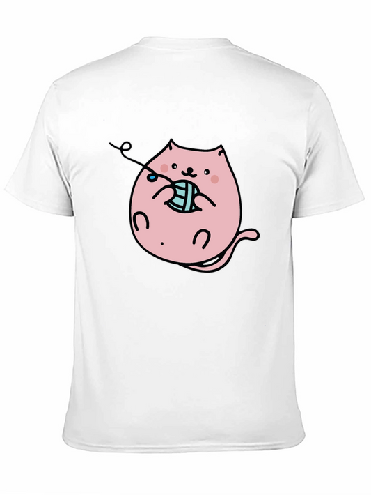 Cute Cat Knitting T-Shirt - Black