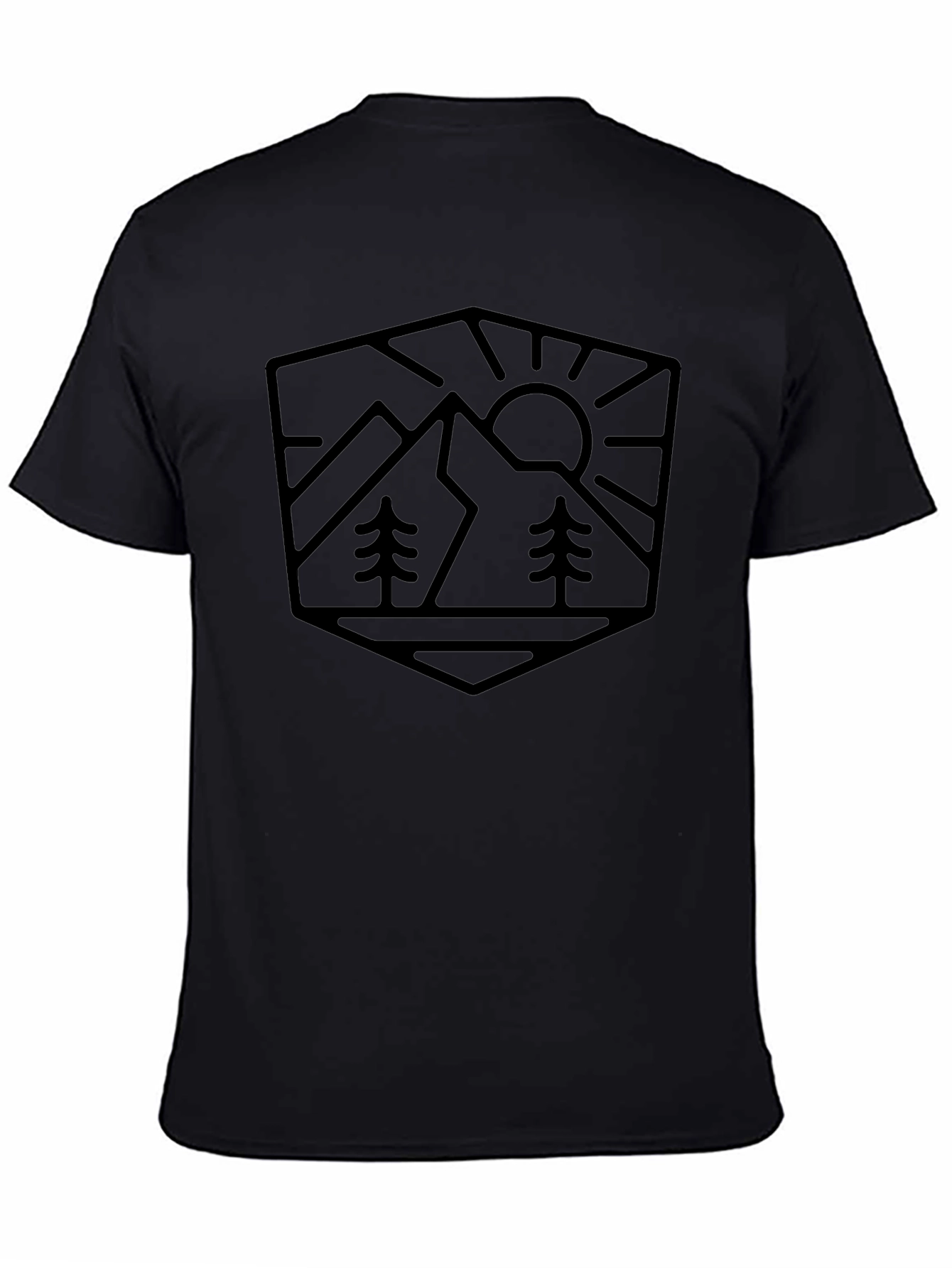 Mountain Scene Graphic Tee - Black Cotton