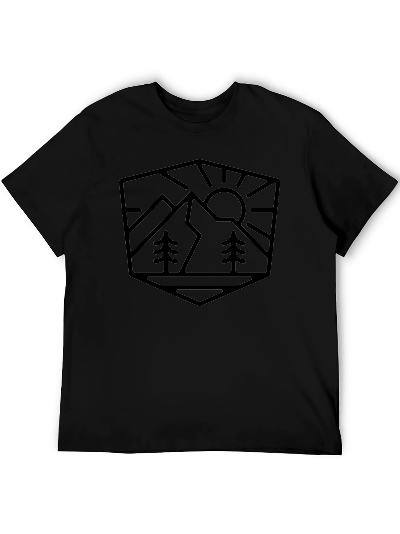 Mountain Scene Graphic Tee - Black Cotton