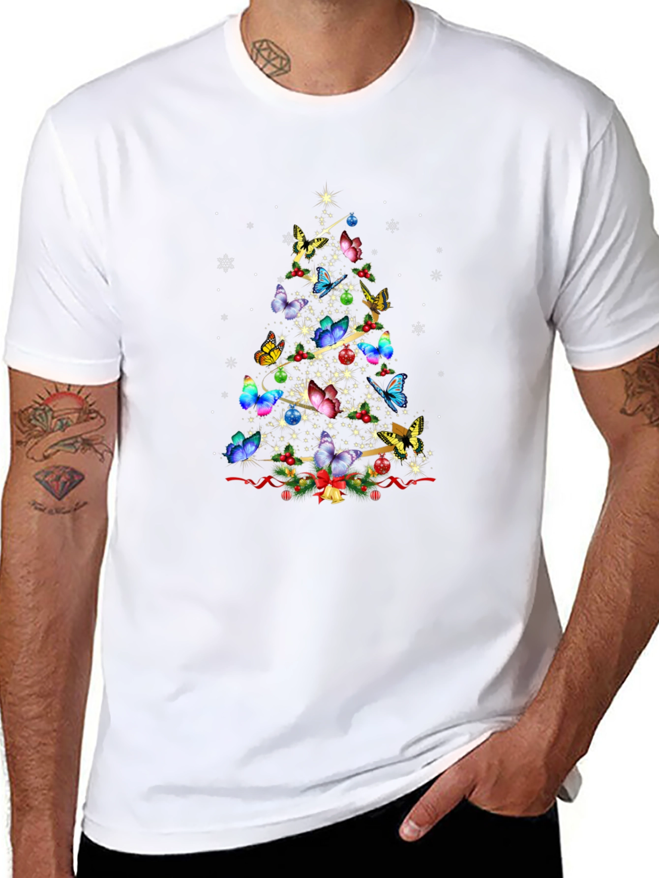 Butterfly Christmas Tree T-Shirt Holiday Apparel