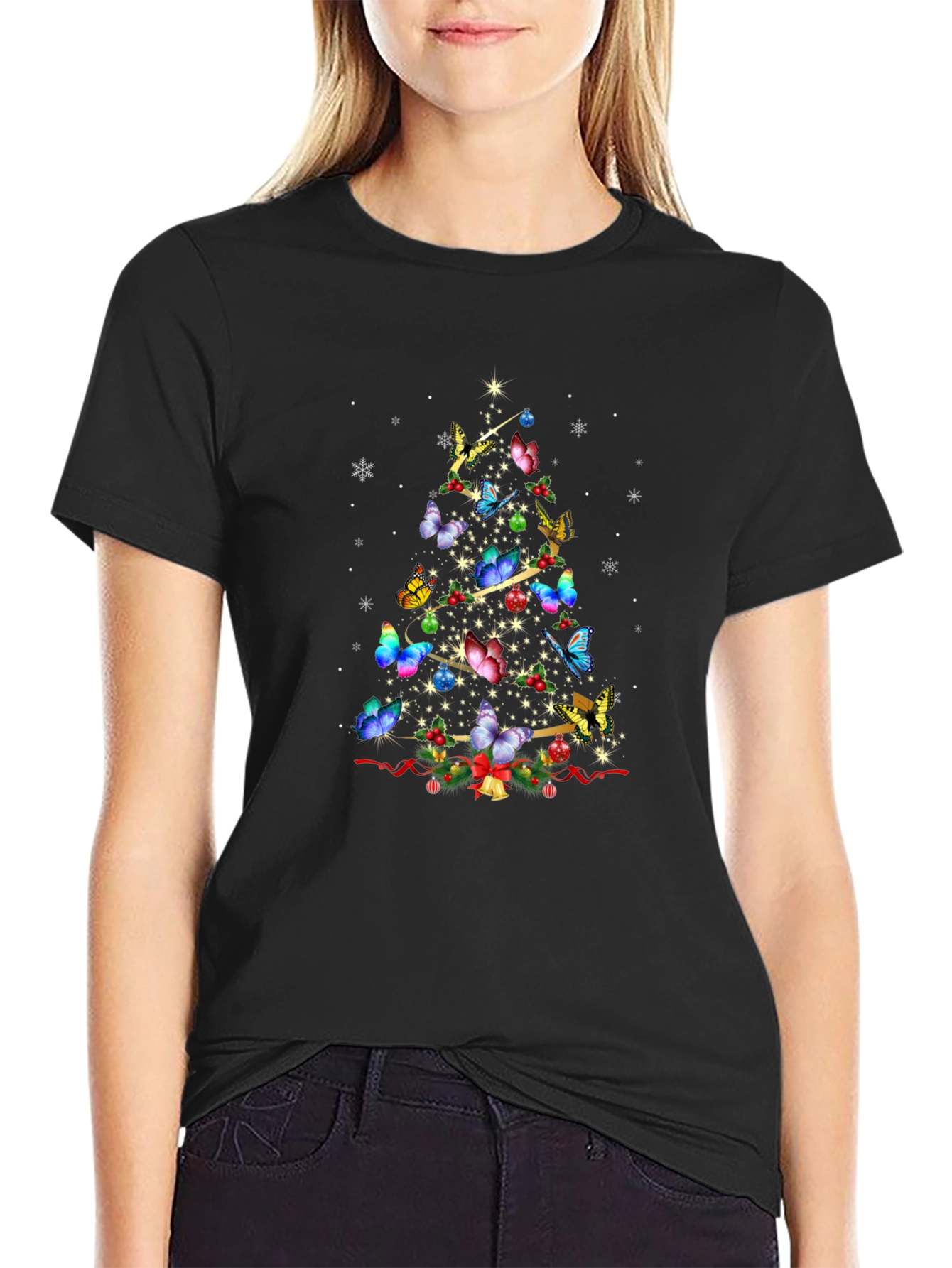 Butterfly Christmas Tree T-Shirt Holiday Apparel