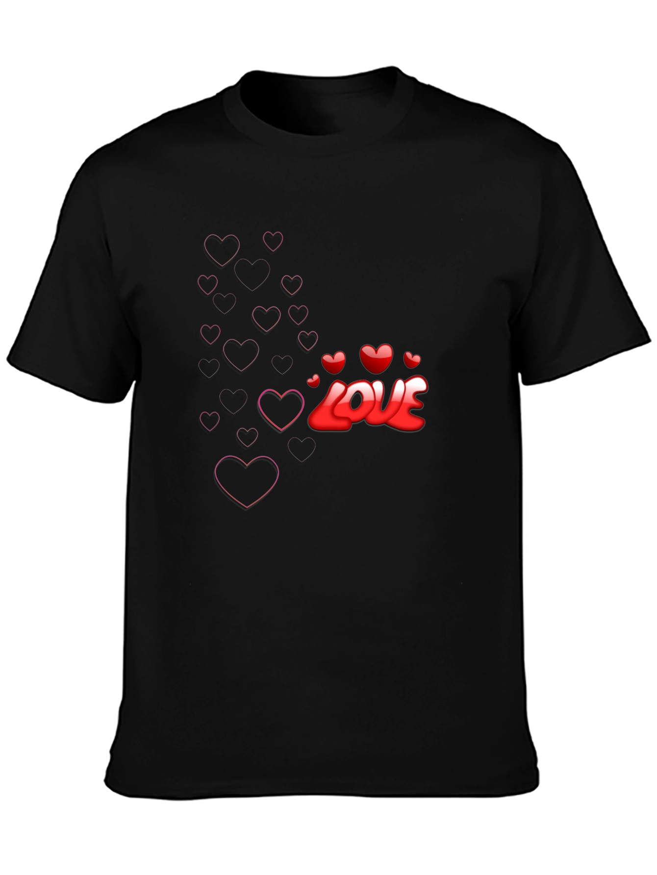 Love Heart Graphic Black T-Shirt