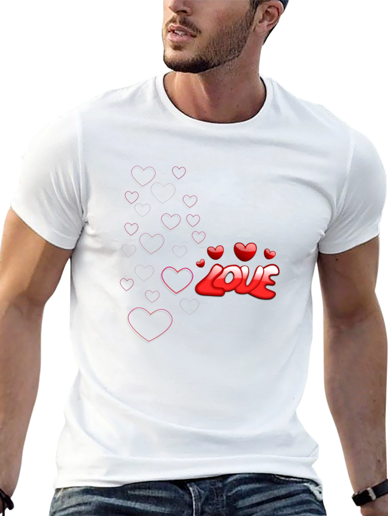 Love Heart Graphic Black T-Shirt