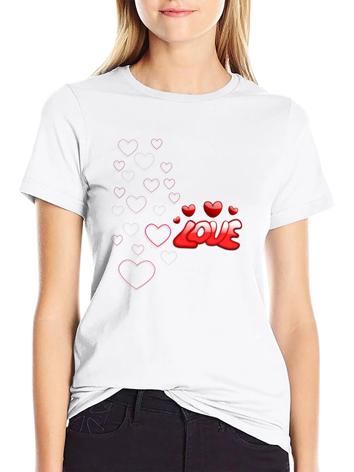 Love Heart Graphic Black T-Shirt