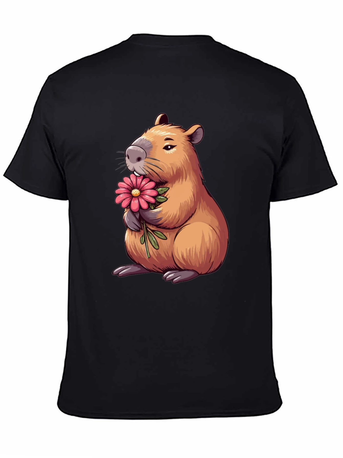 Capybara with Flower Graphic T-Shirt