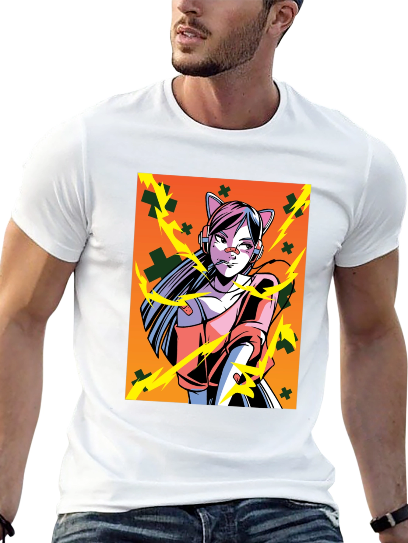 Anime Girl Graphic Black T-Shirt