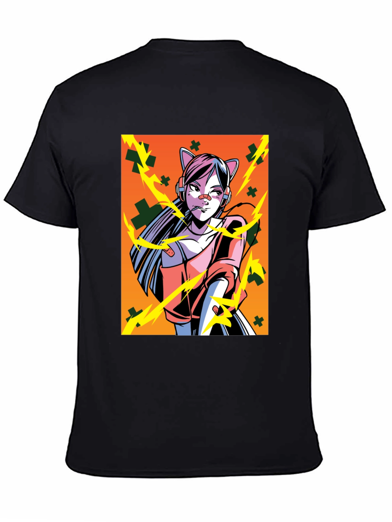 Anime Girl Graphic Black T-Shirt