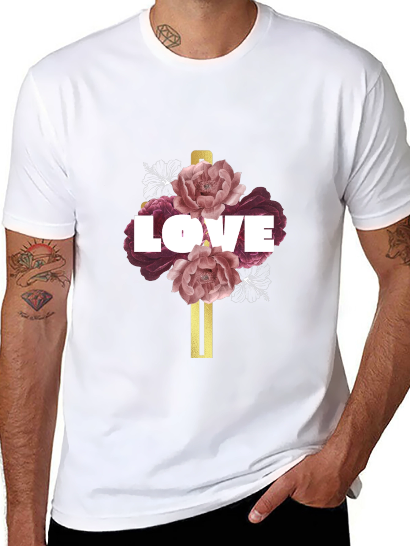 Love Floral Graphic T-Shirt - Black