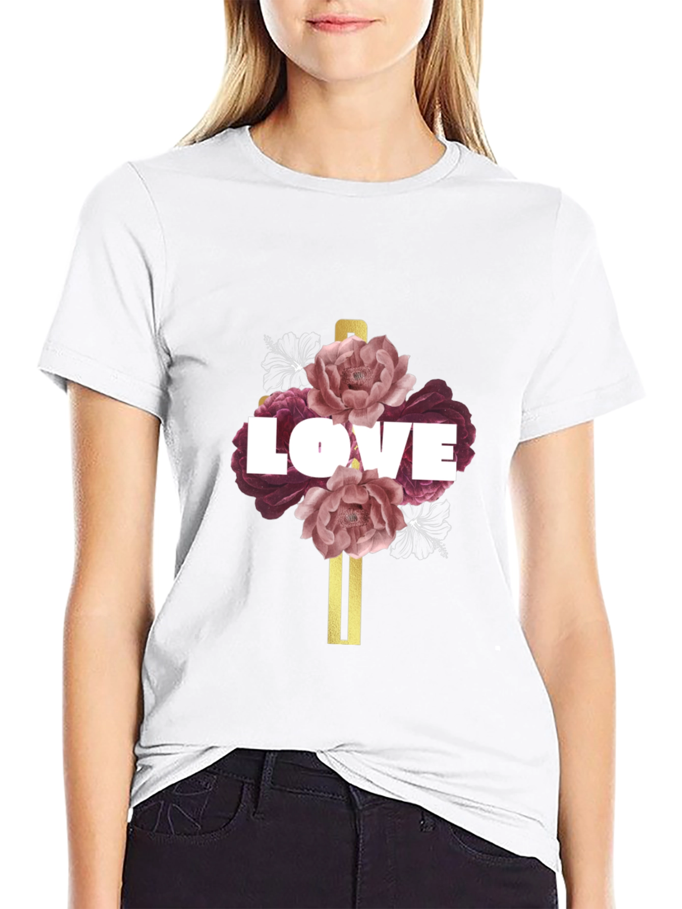 Love Floral Graphic T-Shirt - Black