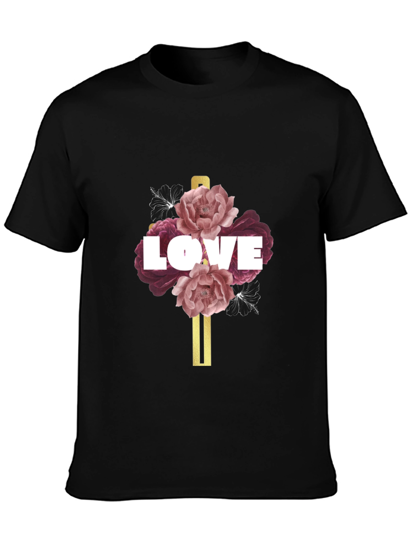 Love Floral Graphic T-Shirt - Black