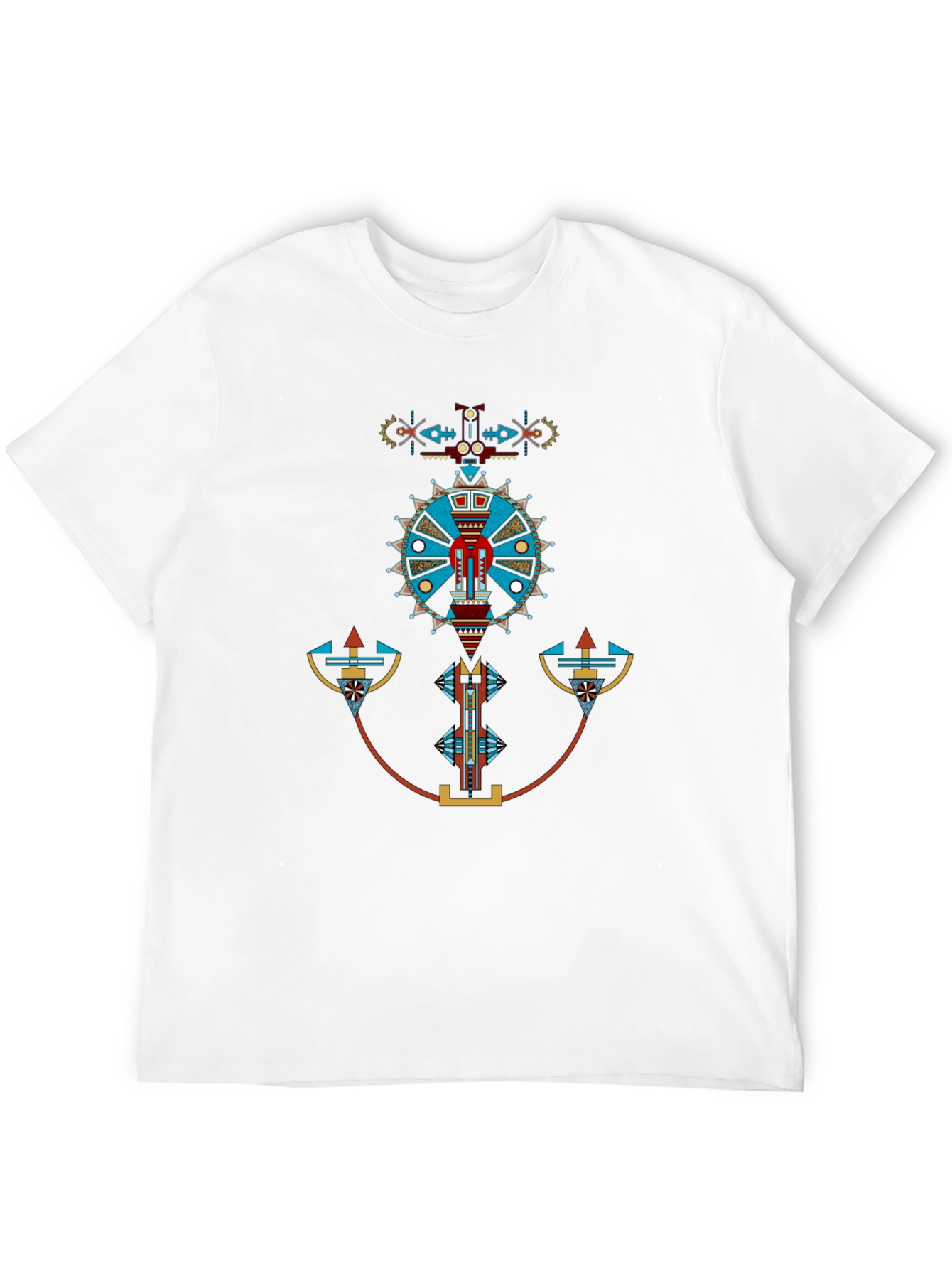 Geometric Aztec Design Black T-Shirt