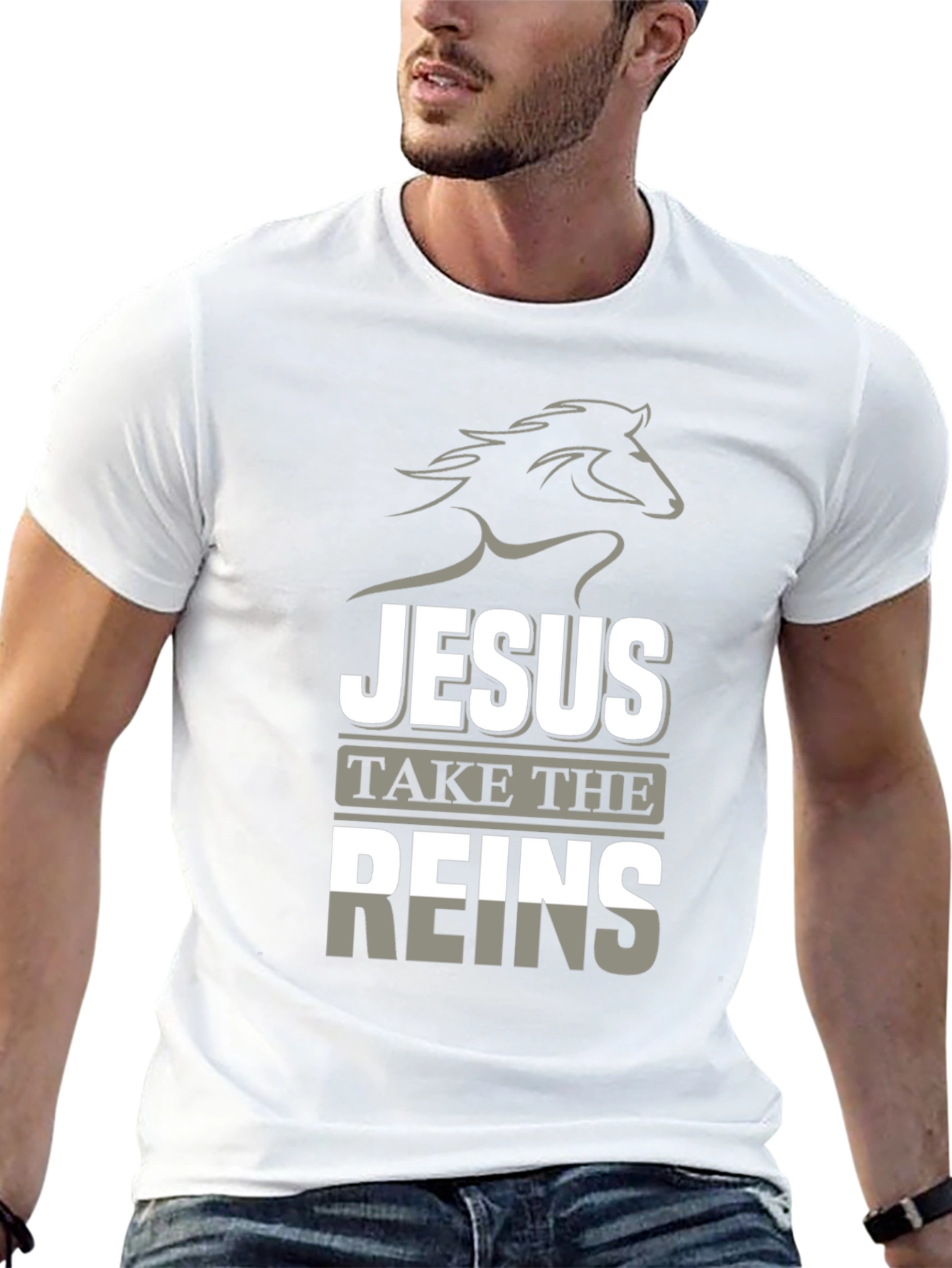 Jesus Take the Reins Black Graphic T-Shirt