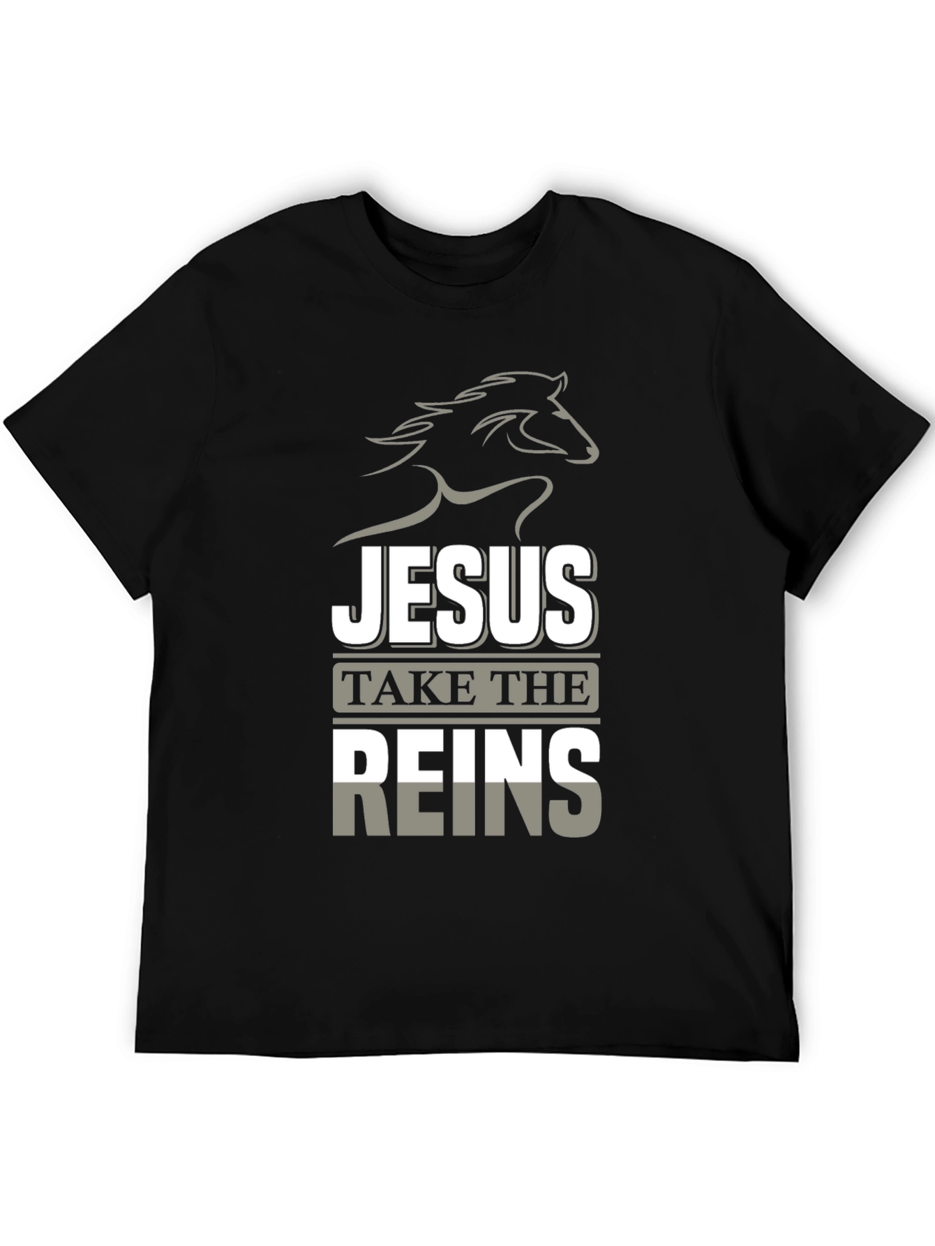 Jesus Take the Reins Black Graphic T-Shirt