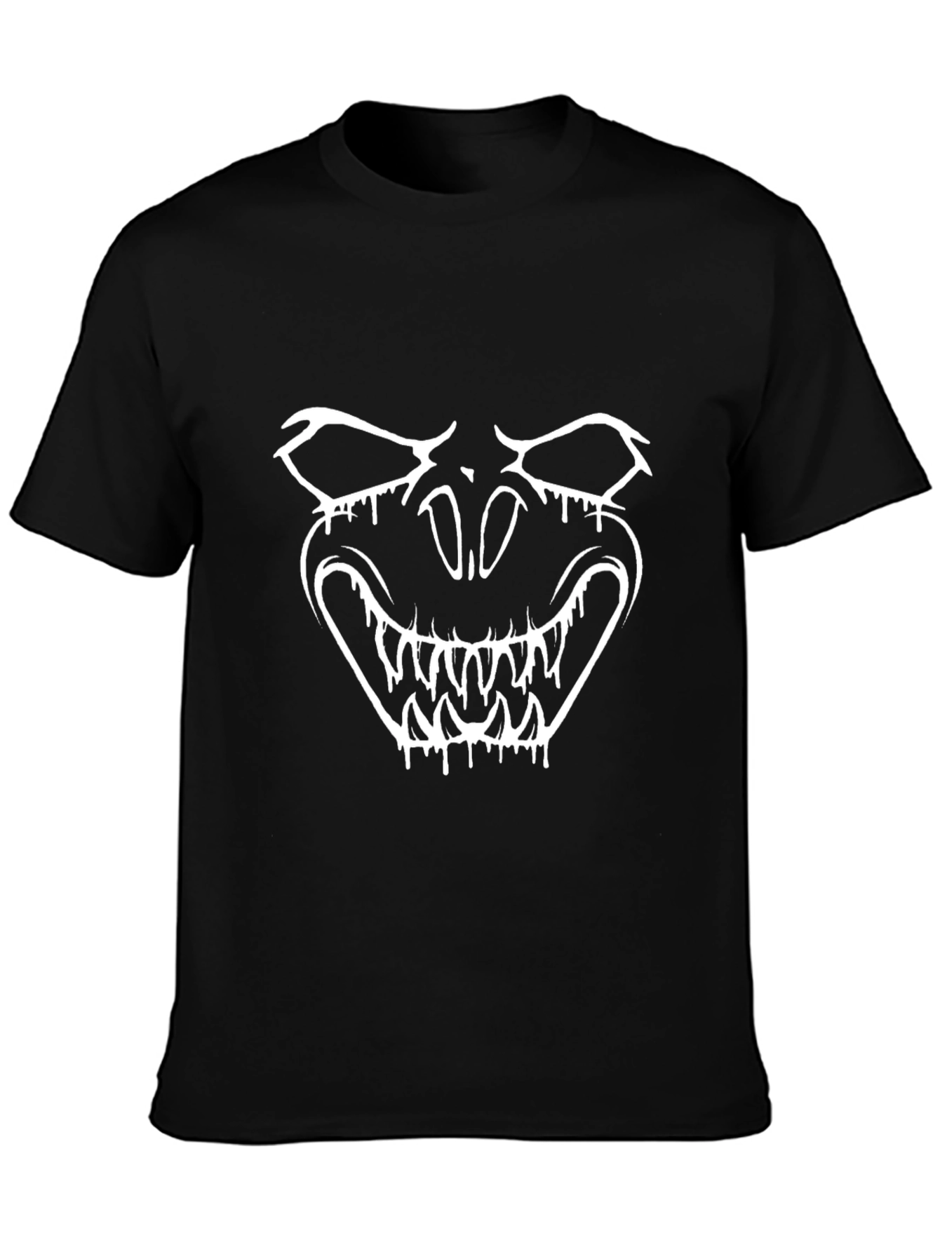 Mens Black Graphic Tee - Monster Face Design
