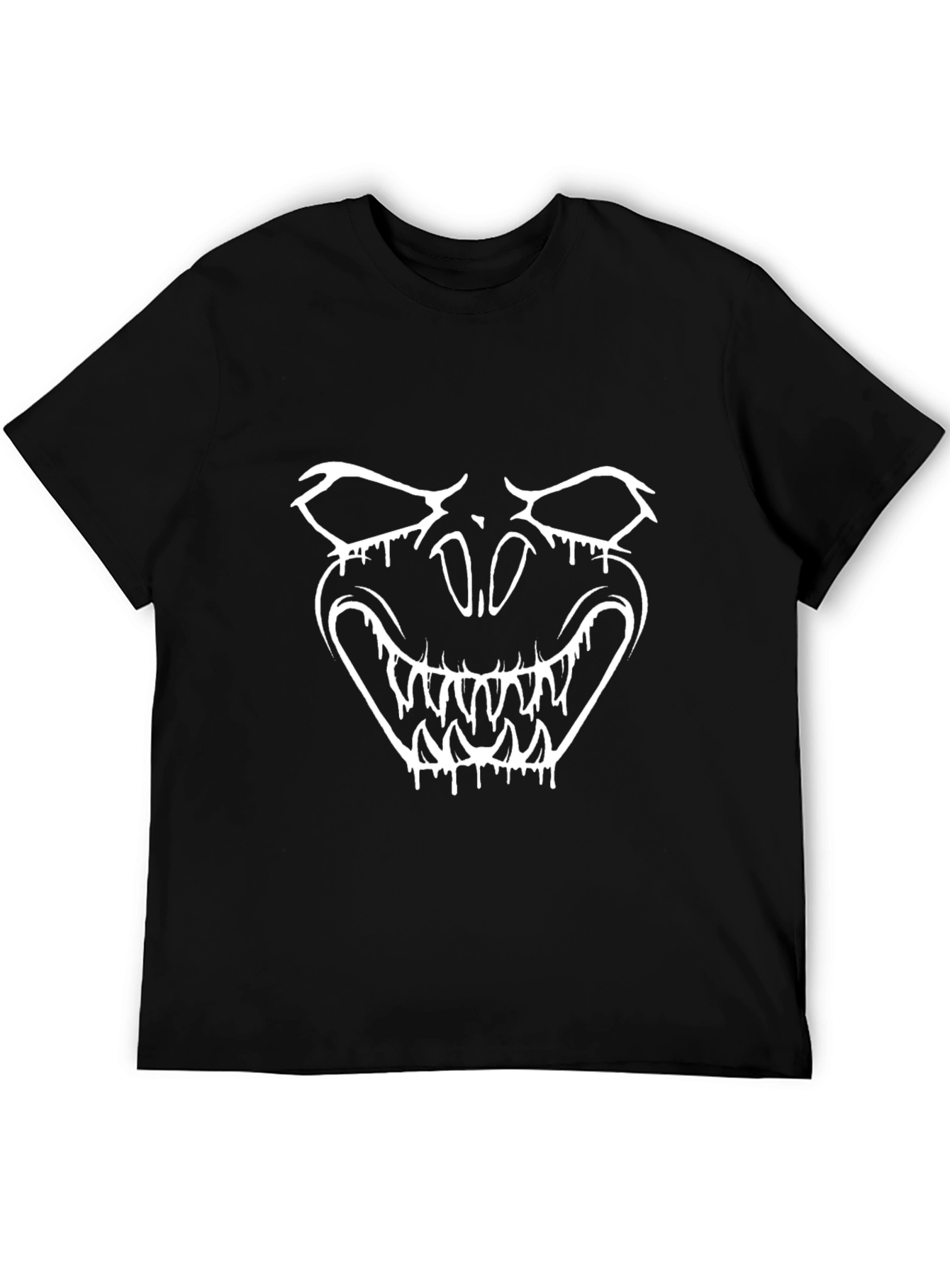 Mens Black Graphic Tee - Monster Face Design