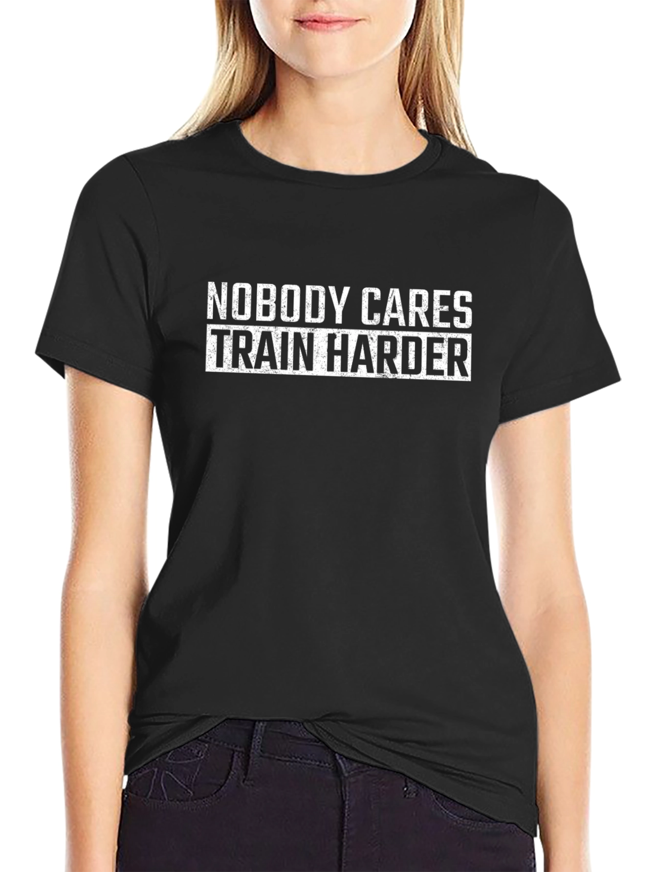 Train Harder Black Graphic Tee for Men